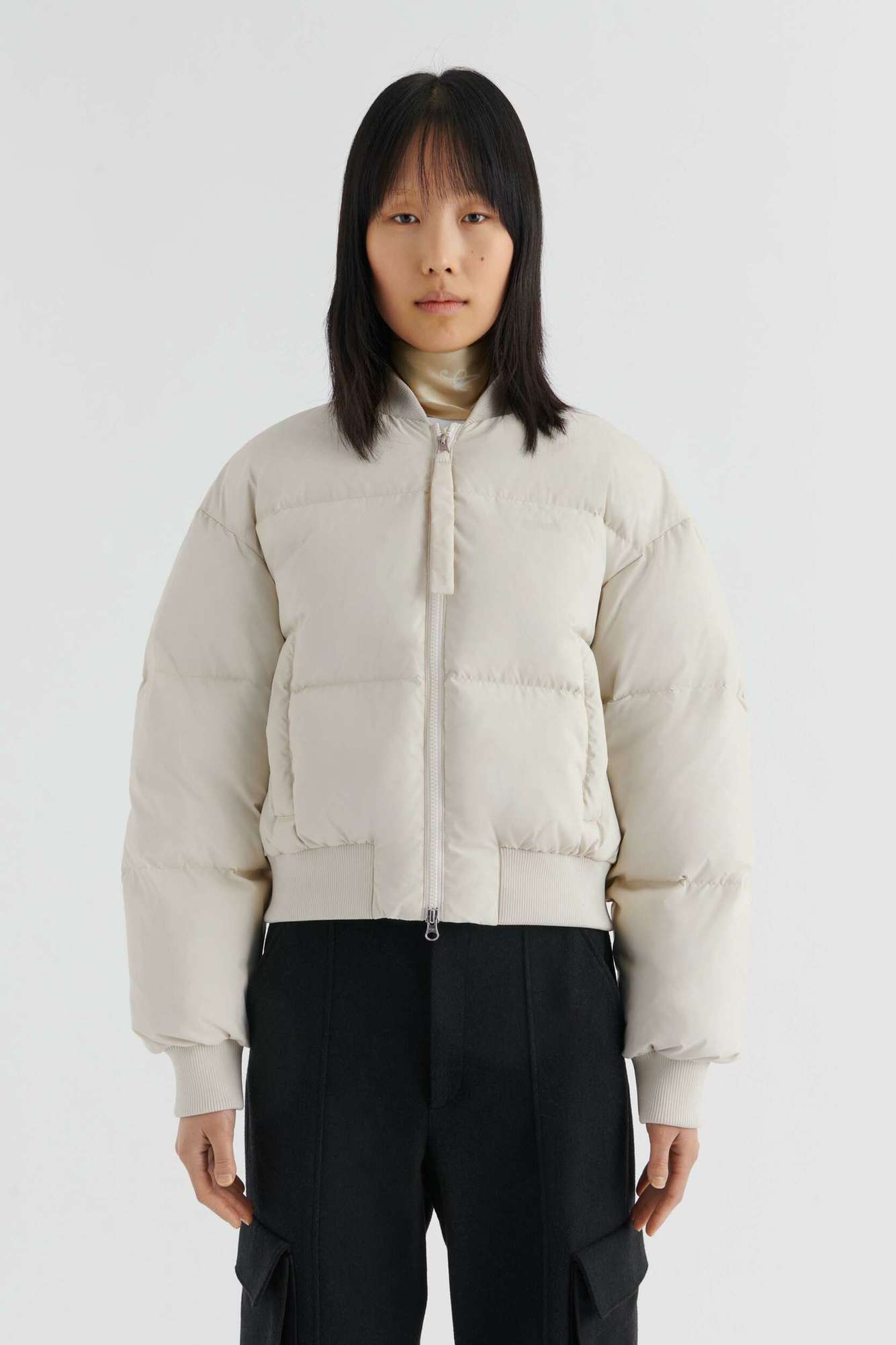 AXEL ARIGATO Zoe Down Bomber Jacket in Light Beige S