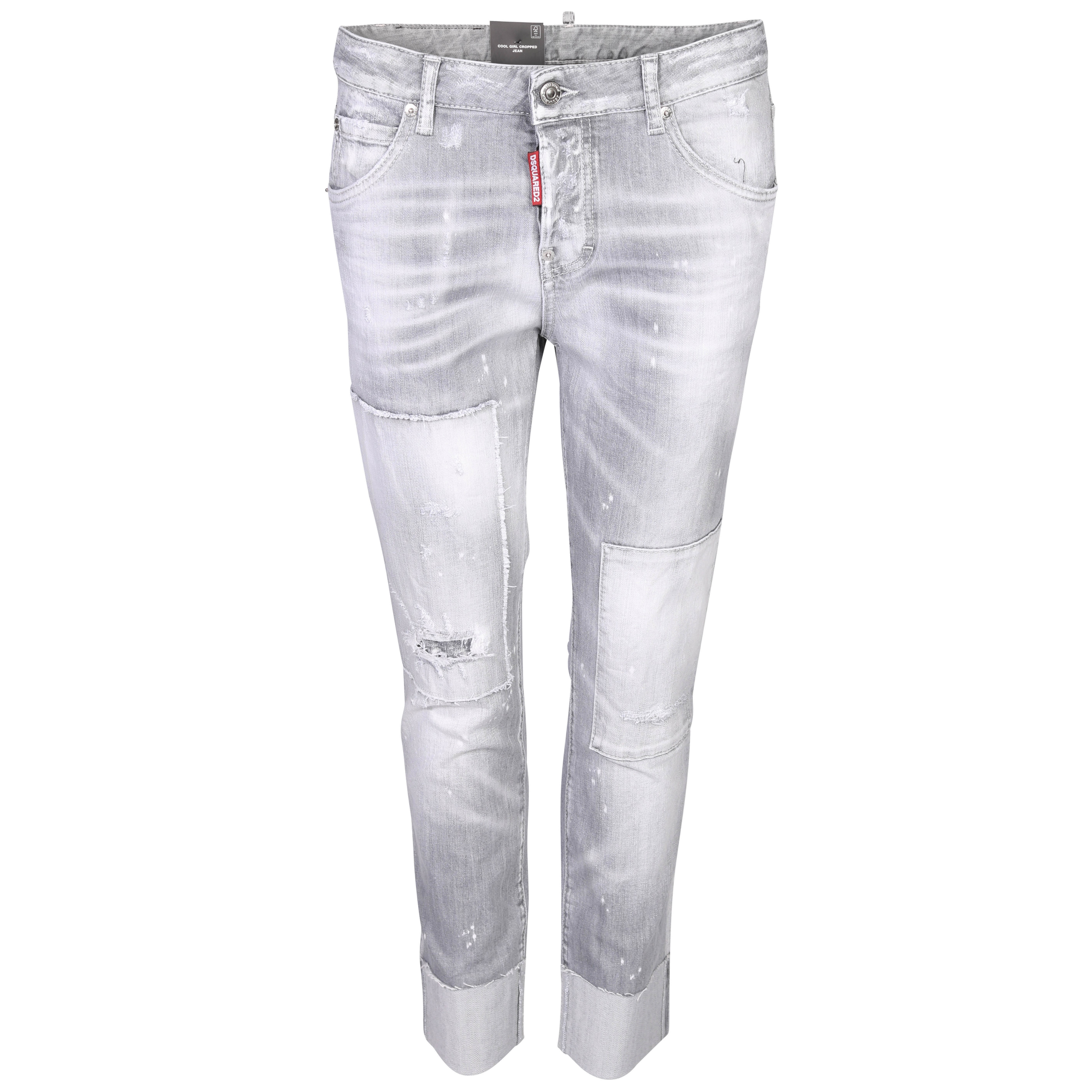 Dsquared Cool Girl Cropped Jean in Light Grey Wash