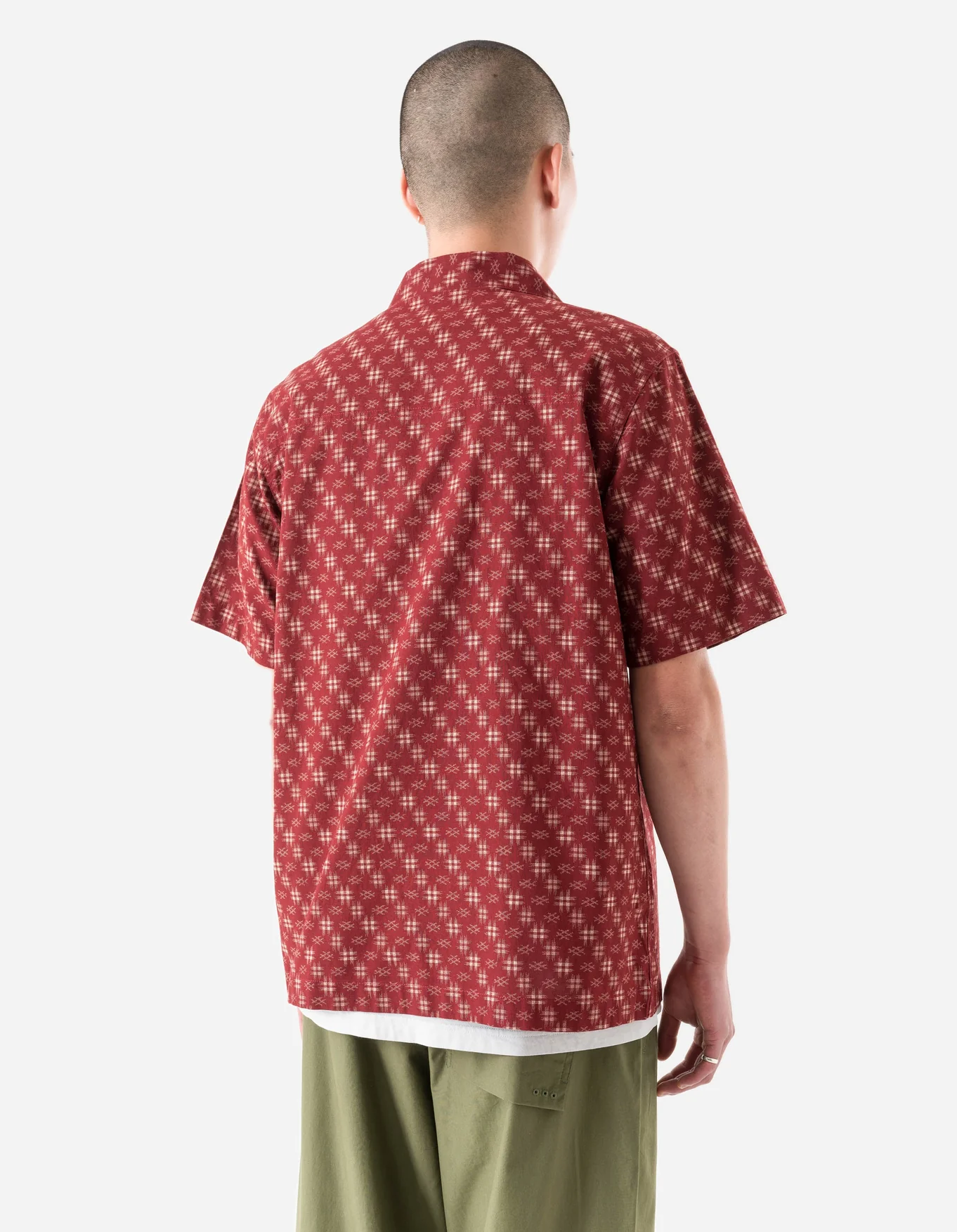 MAHARISHI 7320 Kasuri Cuban Collar Shirt in Red