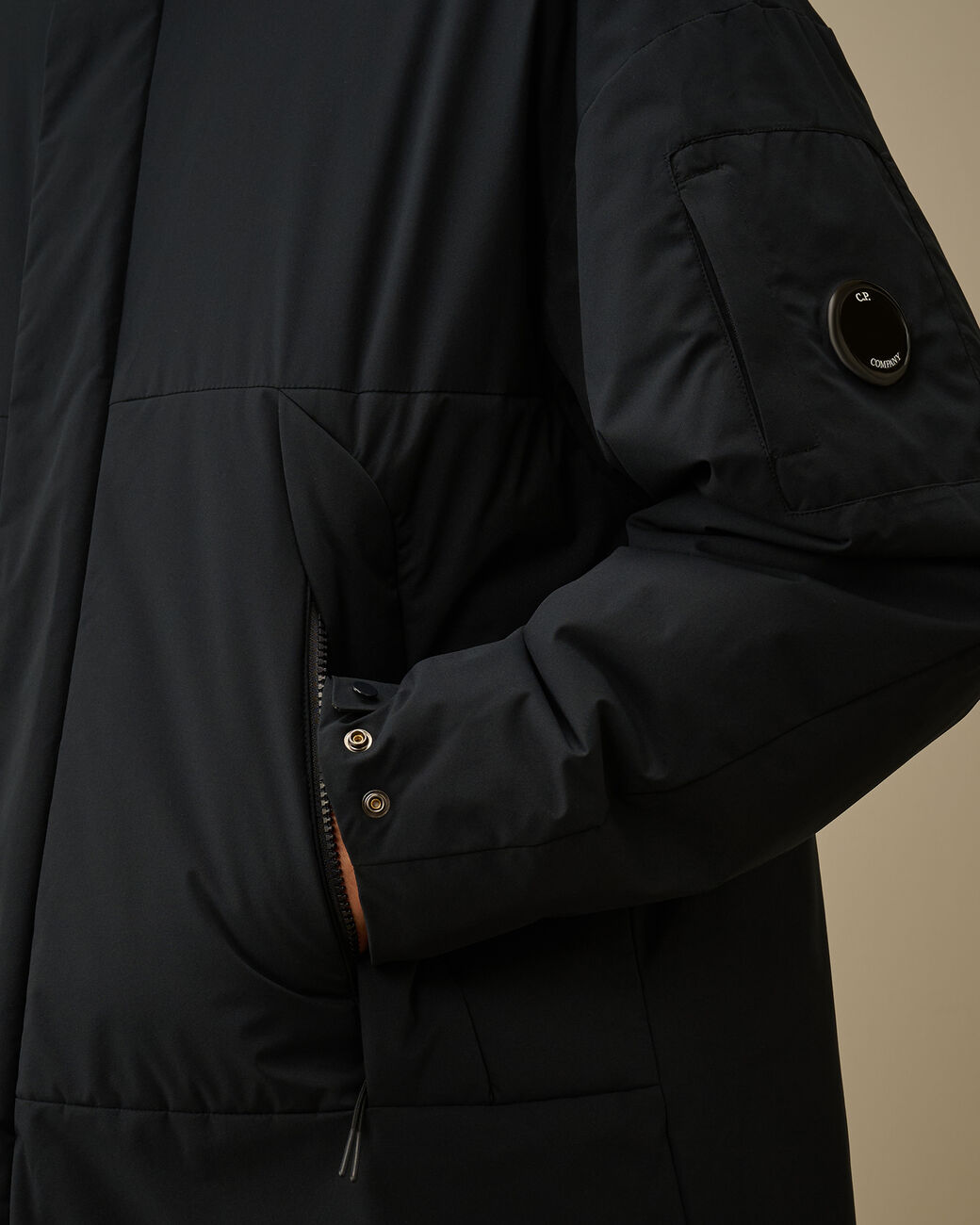 C.P. COMPANY Pro Tek Long Jacket in Total Eclipse