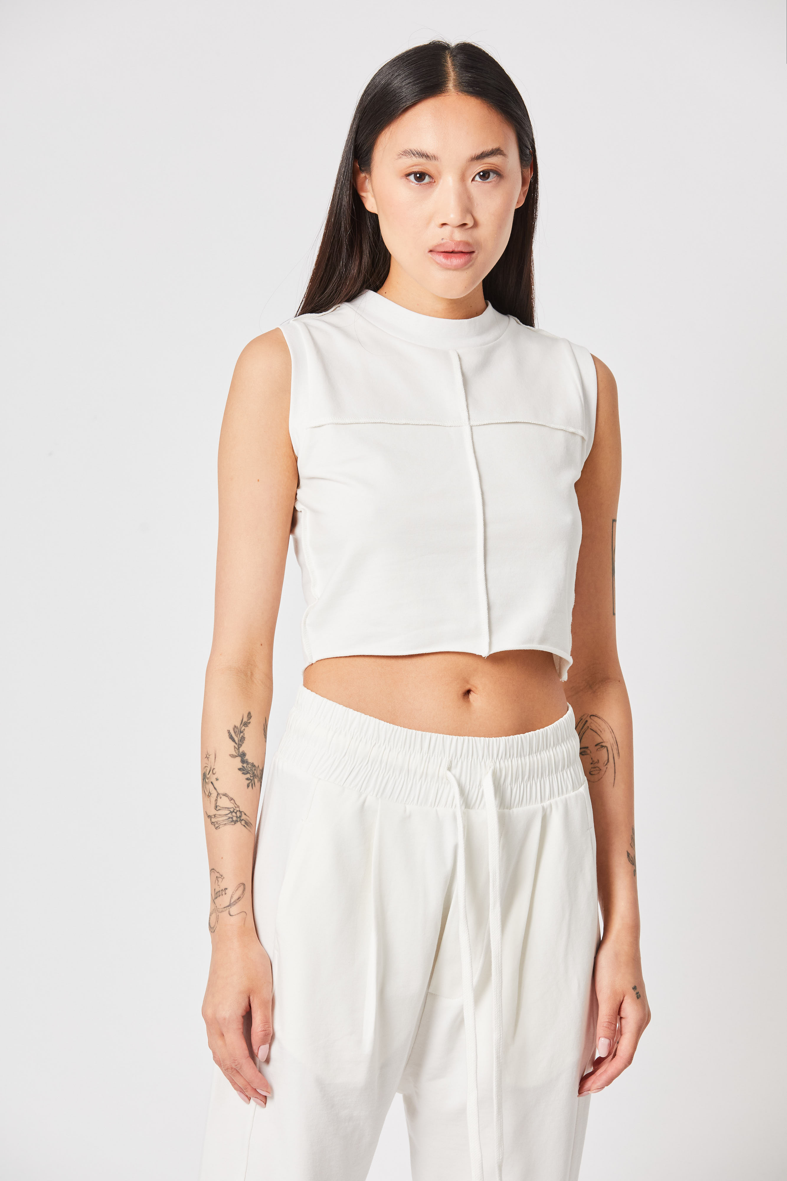 Thom Krom Cropped Muscle Tee in Off White