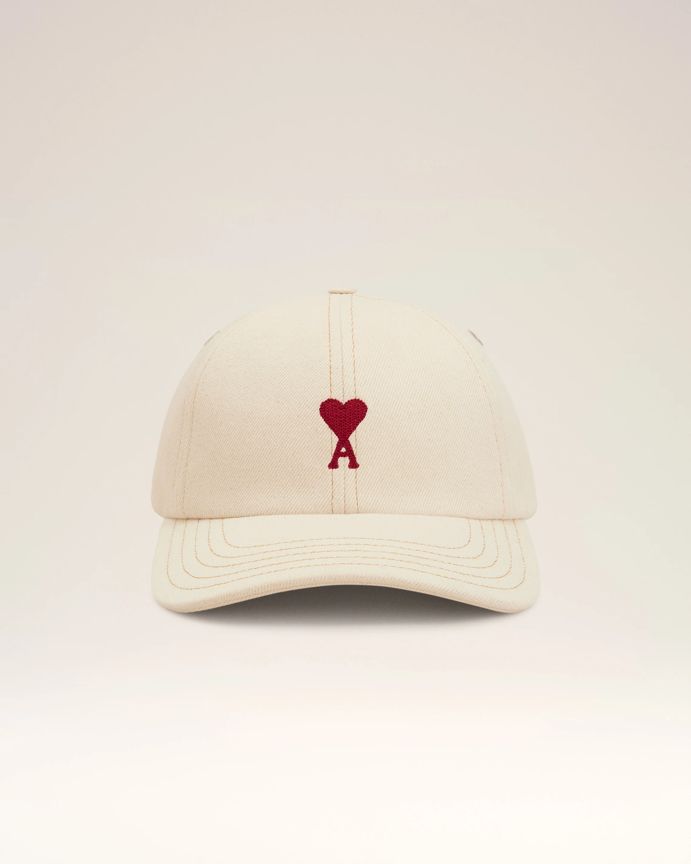 AMI PARIS de Coeur Denim Cap in White Cream