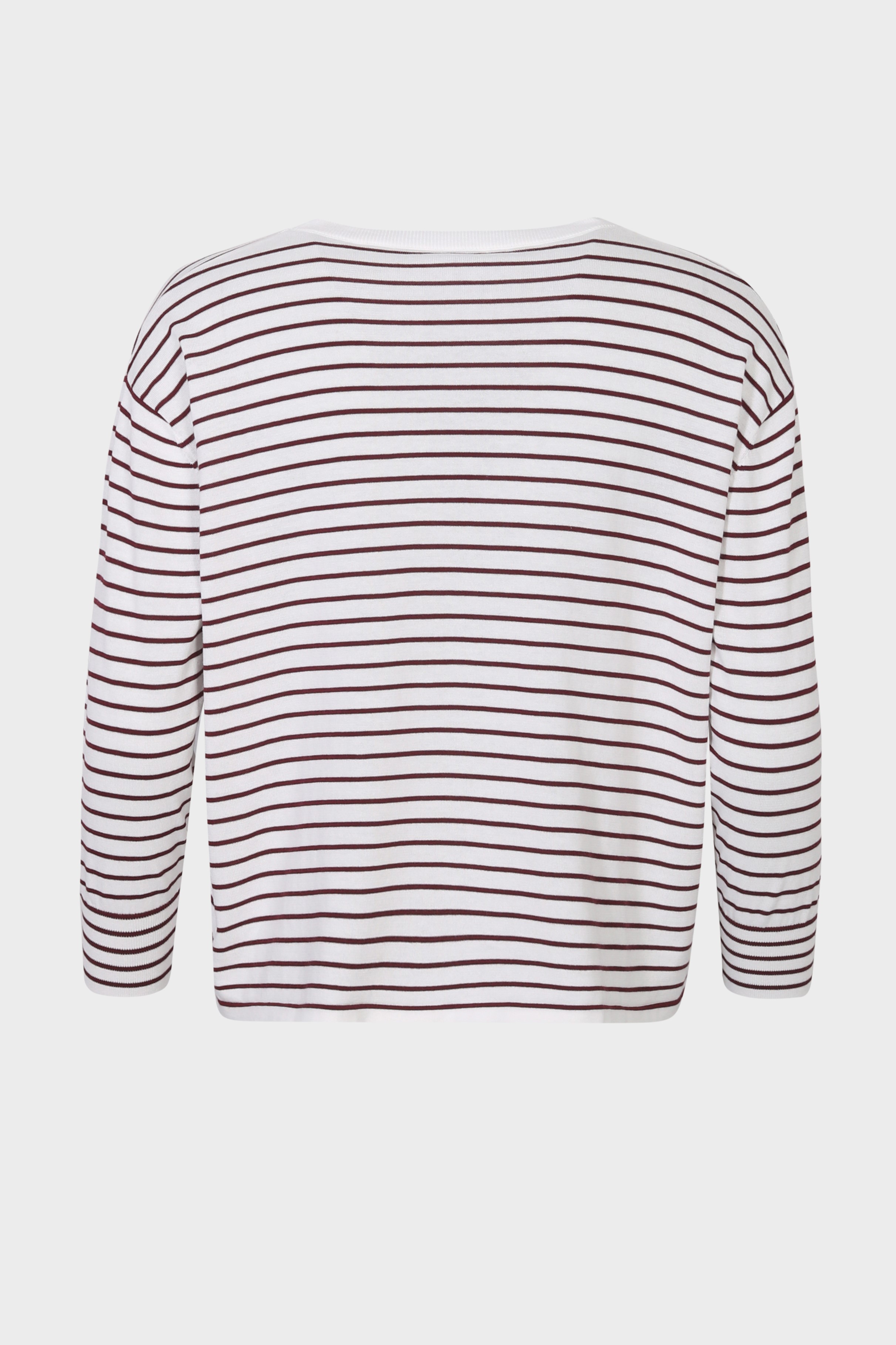 ASPESI Striped Cotton Sweater White/Bordeaux IT40 / DE34