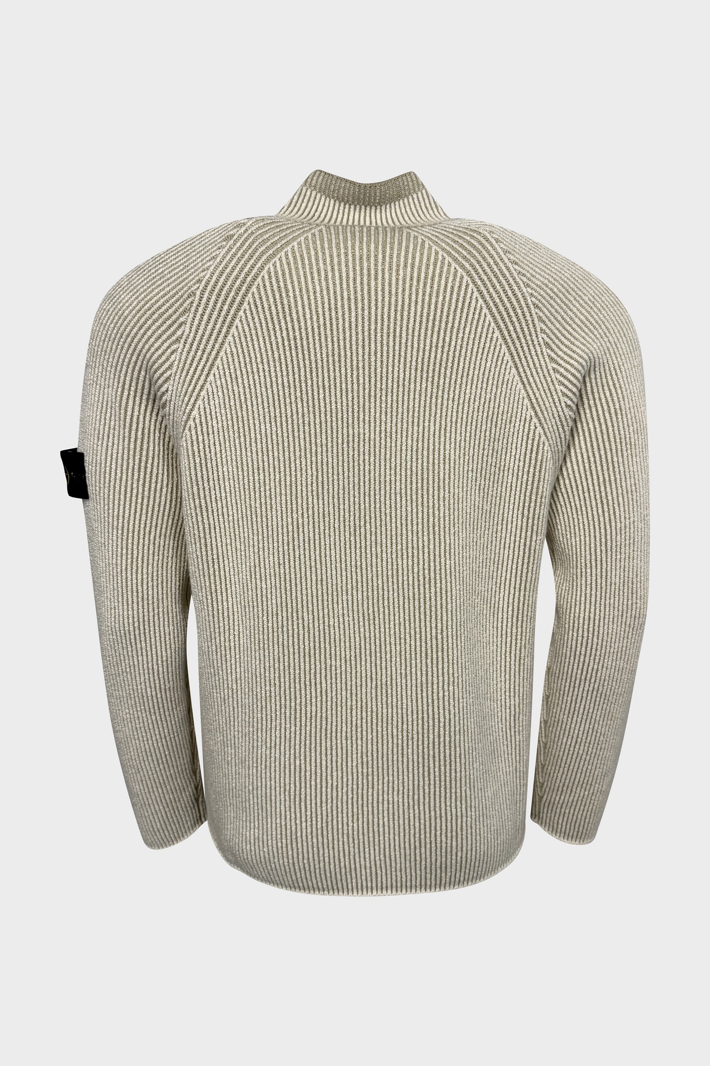 STONE ISLAND Half Zip Knit Pullover in Beige/Ivory
