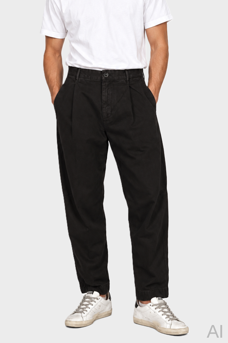 NINE:INTHE:MORNING Giulio Barrel Fit Pant in Washed Dark Brown