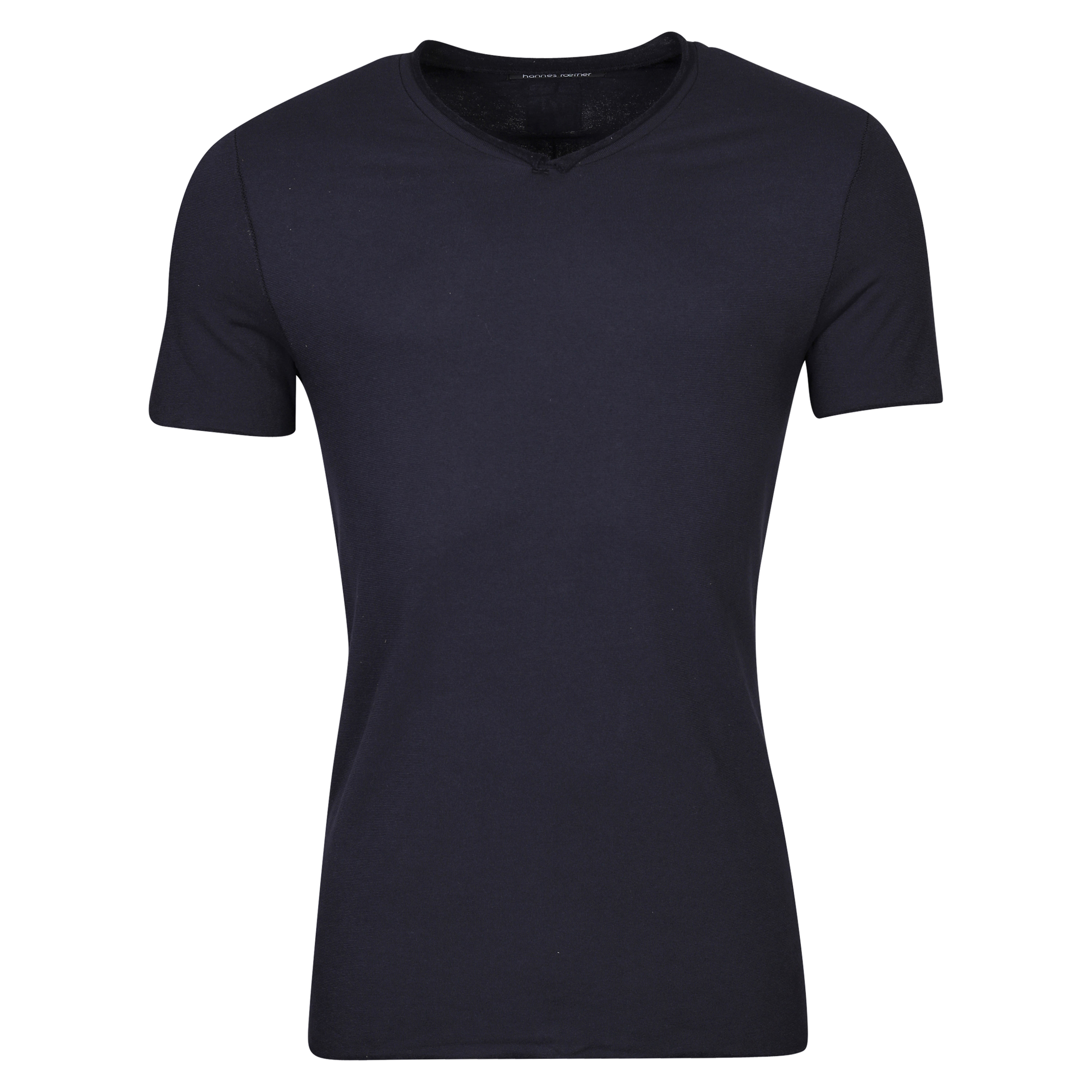 Hannes Roether Frottee V-Neck T-Shirt in Dark Navy