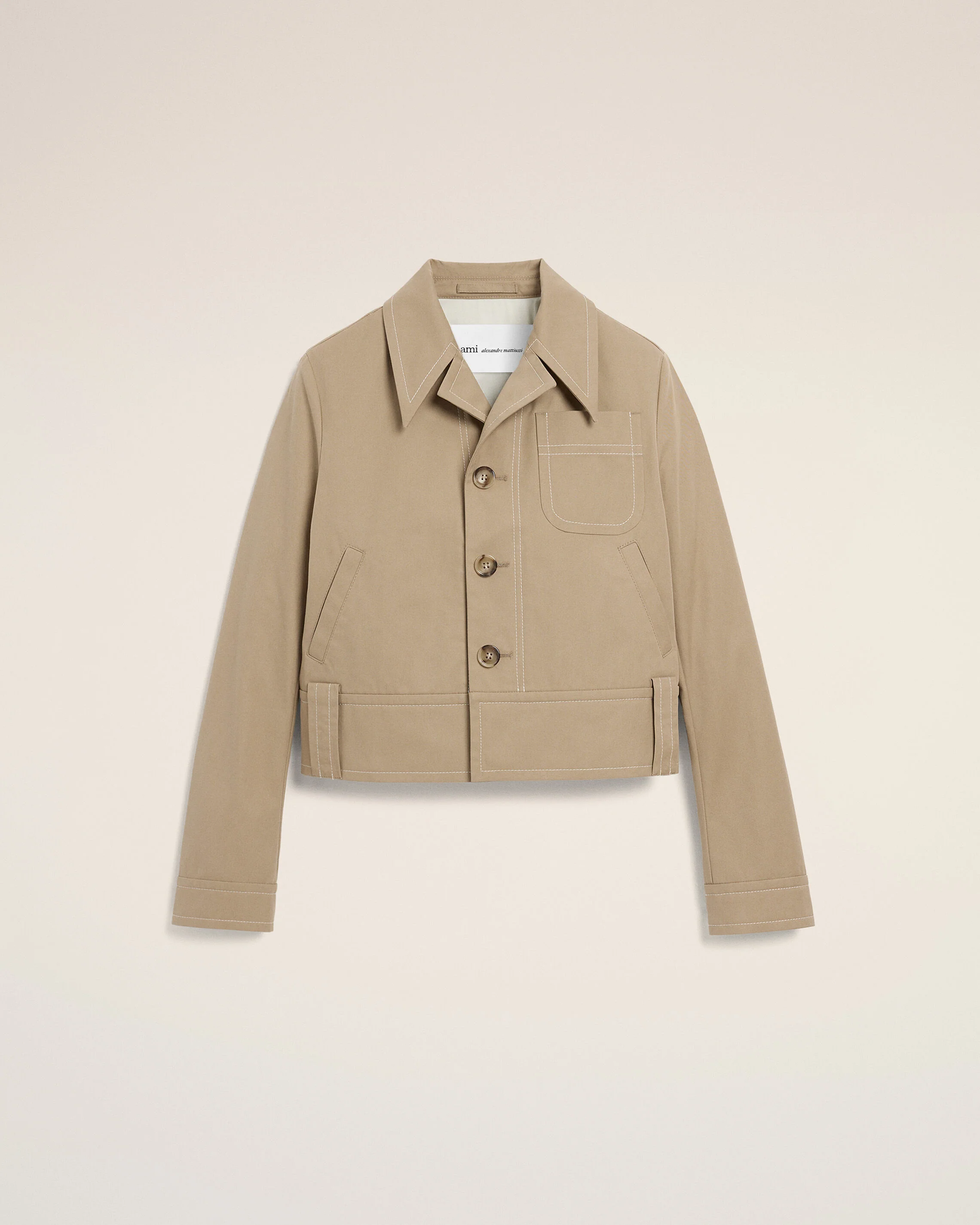 AMI PARIS Cropped Jacket in Beige L