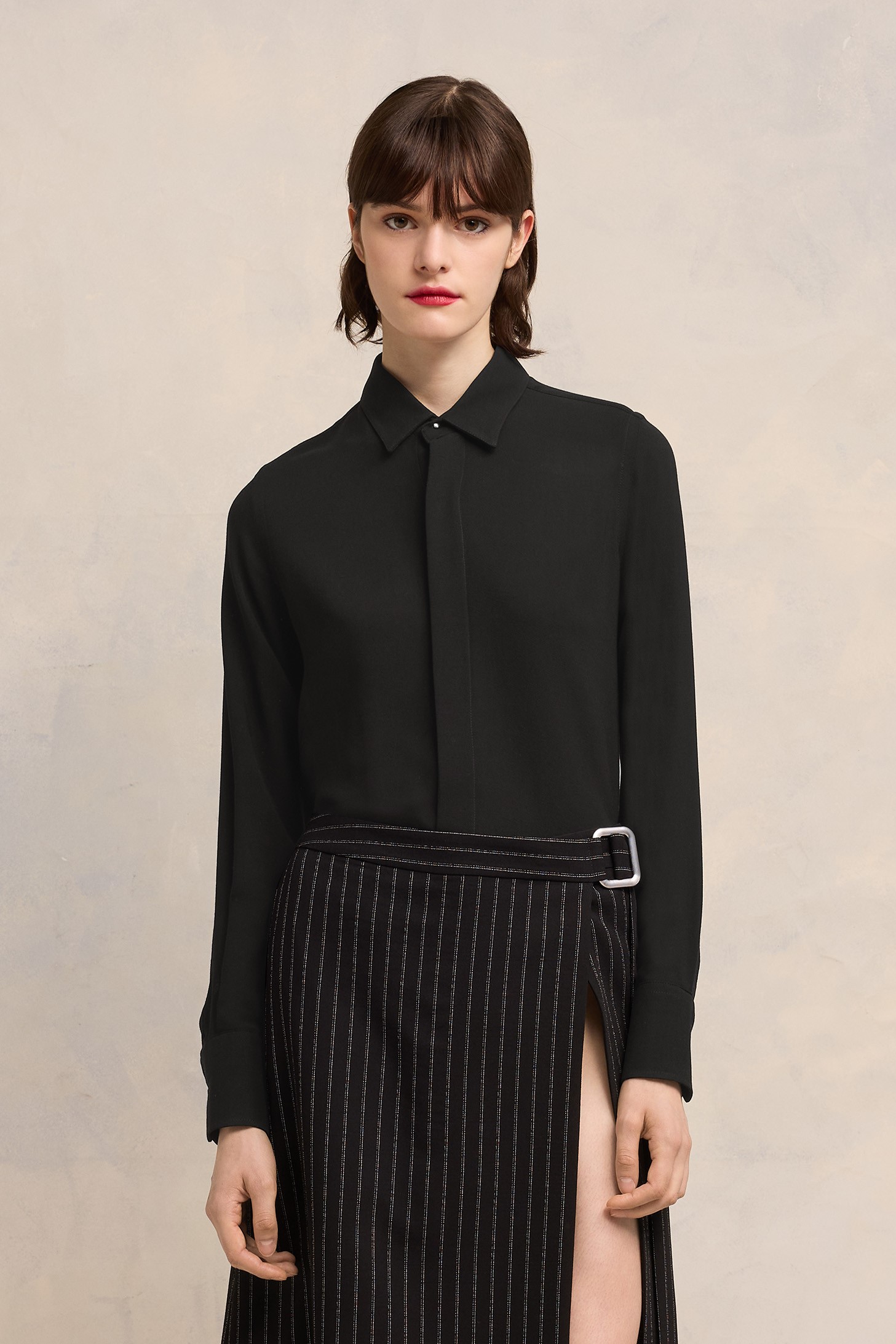 AMI PARIS De Coeur Gabardine Classic Shirt in Black XS