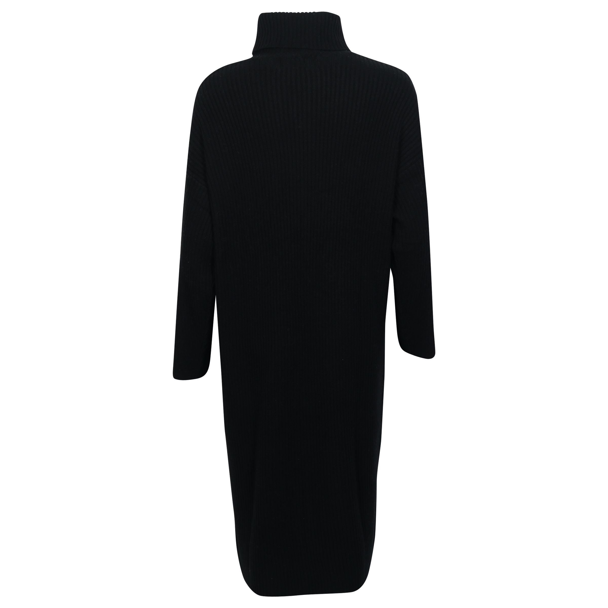 Flona Rib Turtle Neck Dress in Black