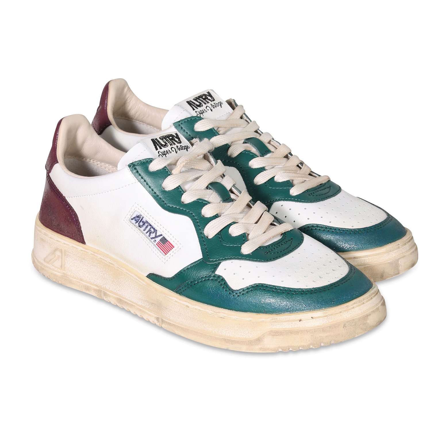 AUTRY ACTION SHOES Super Vintage Low Sneaker White/Petrol/Aubergine 44