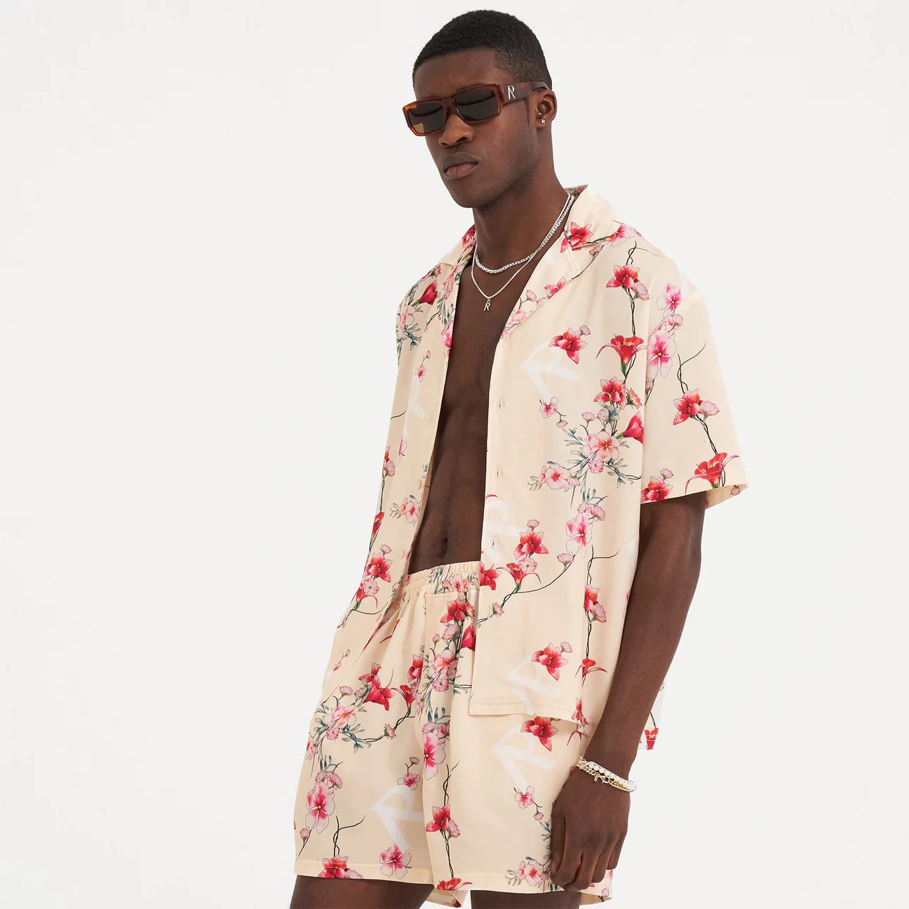 REPRESENT Floral Shirt in Cream M