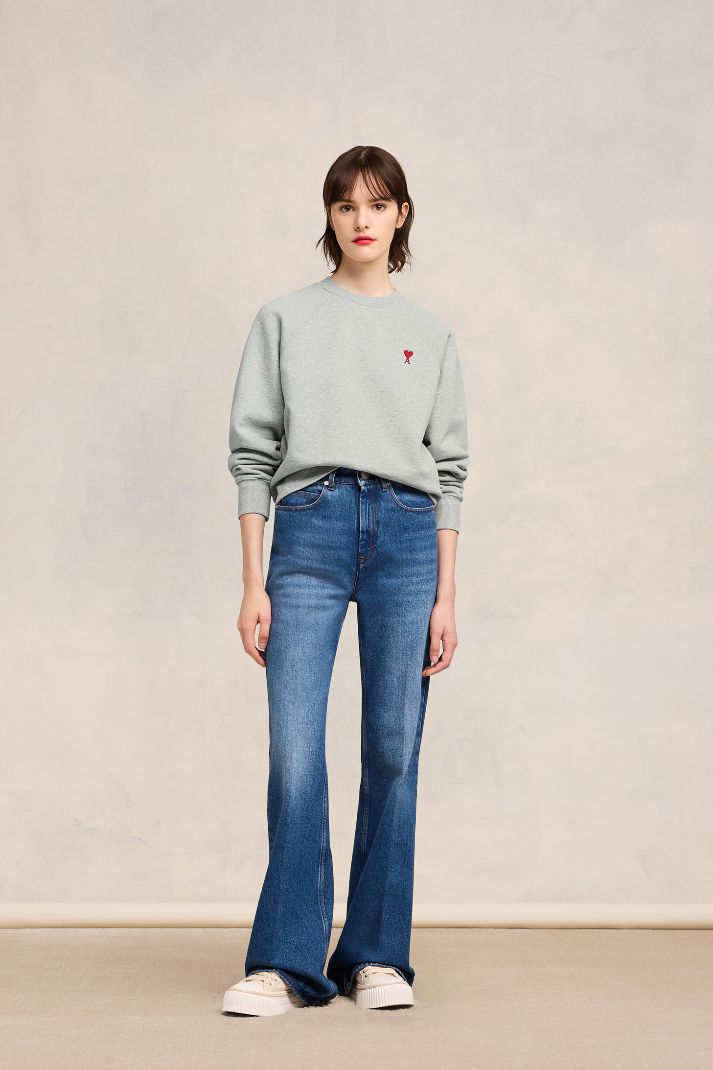 AMI PARIS de Coeur Sweatshirt in Heather Ash Grey XL
