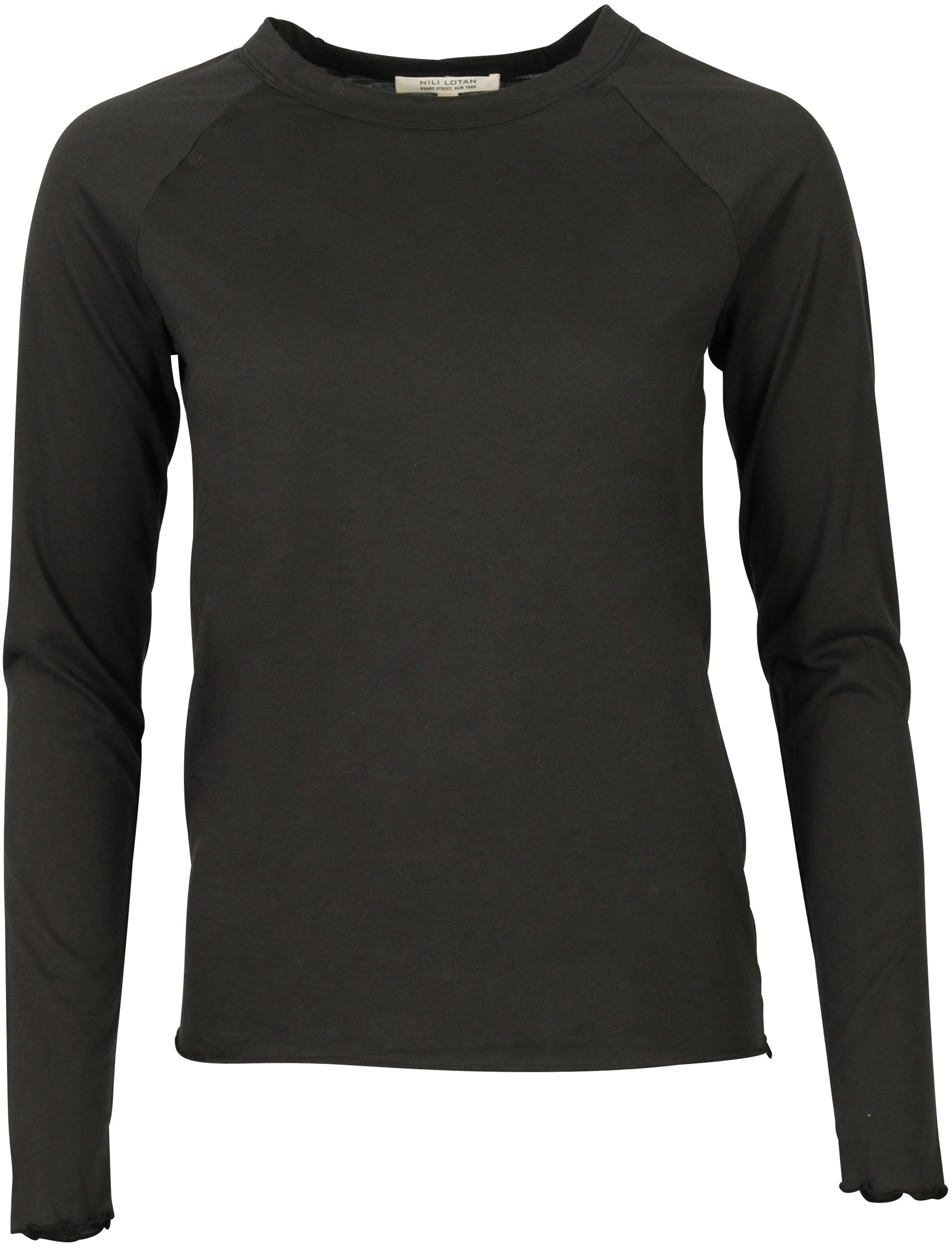 NILI LOTAN Longsleeve Baseball Tee Washed Black
