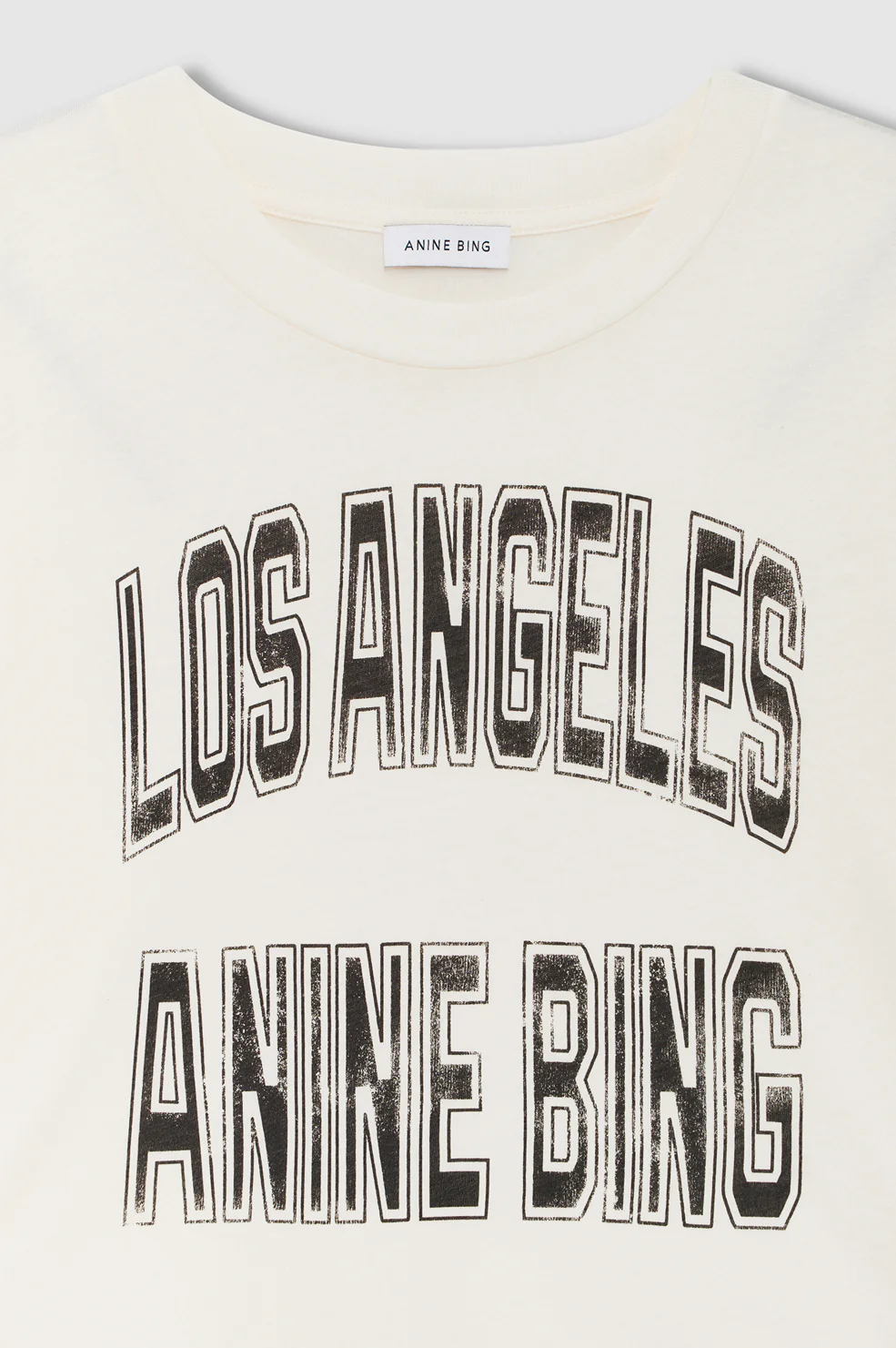 ANINE BING Johnny Cropped Tee in Cream