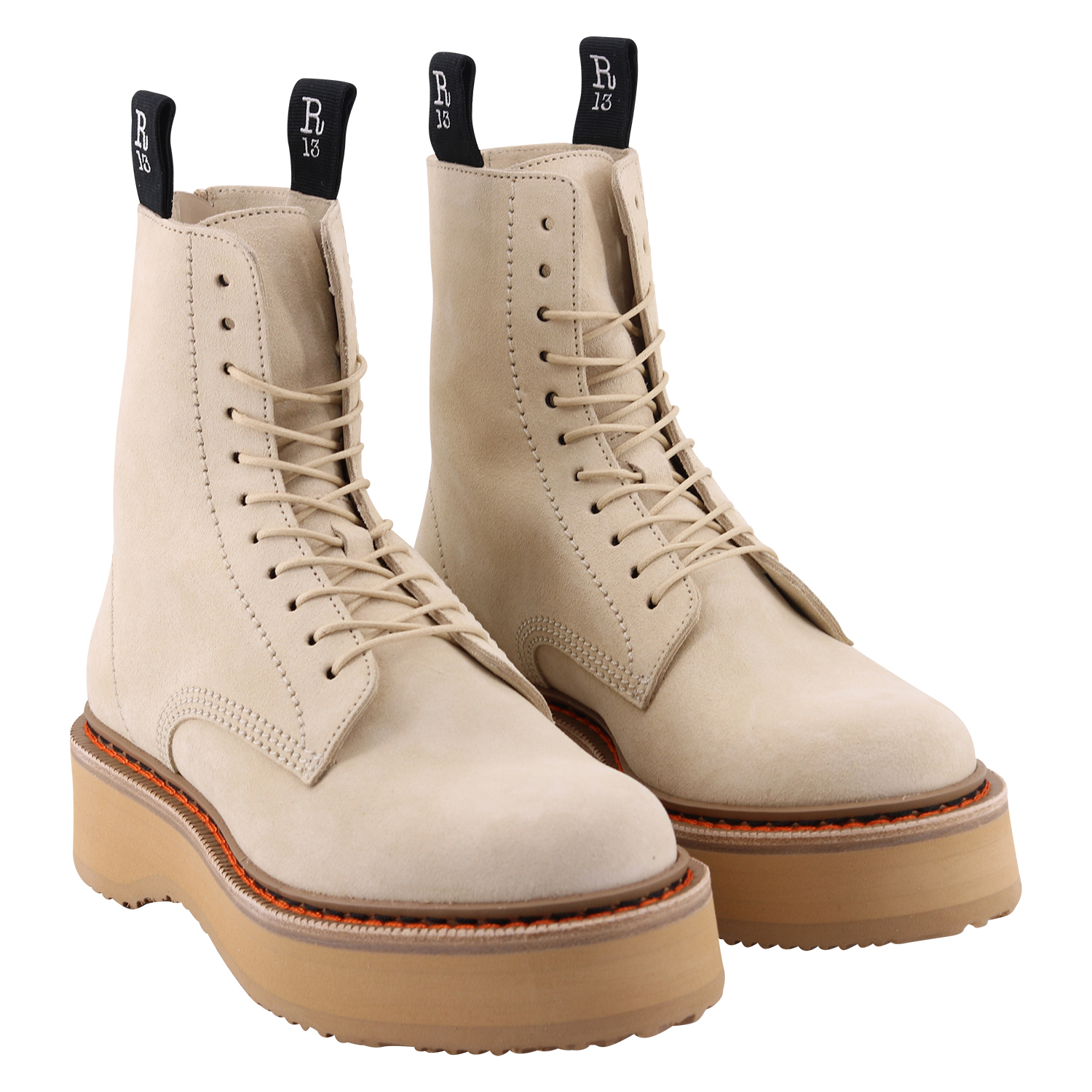 R13 Double Stack Suede Boots Tan