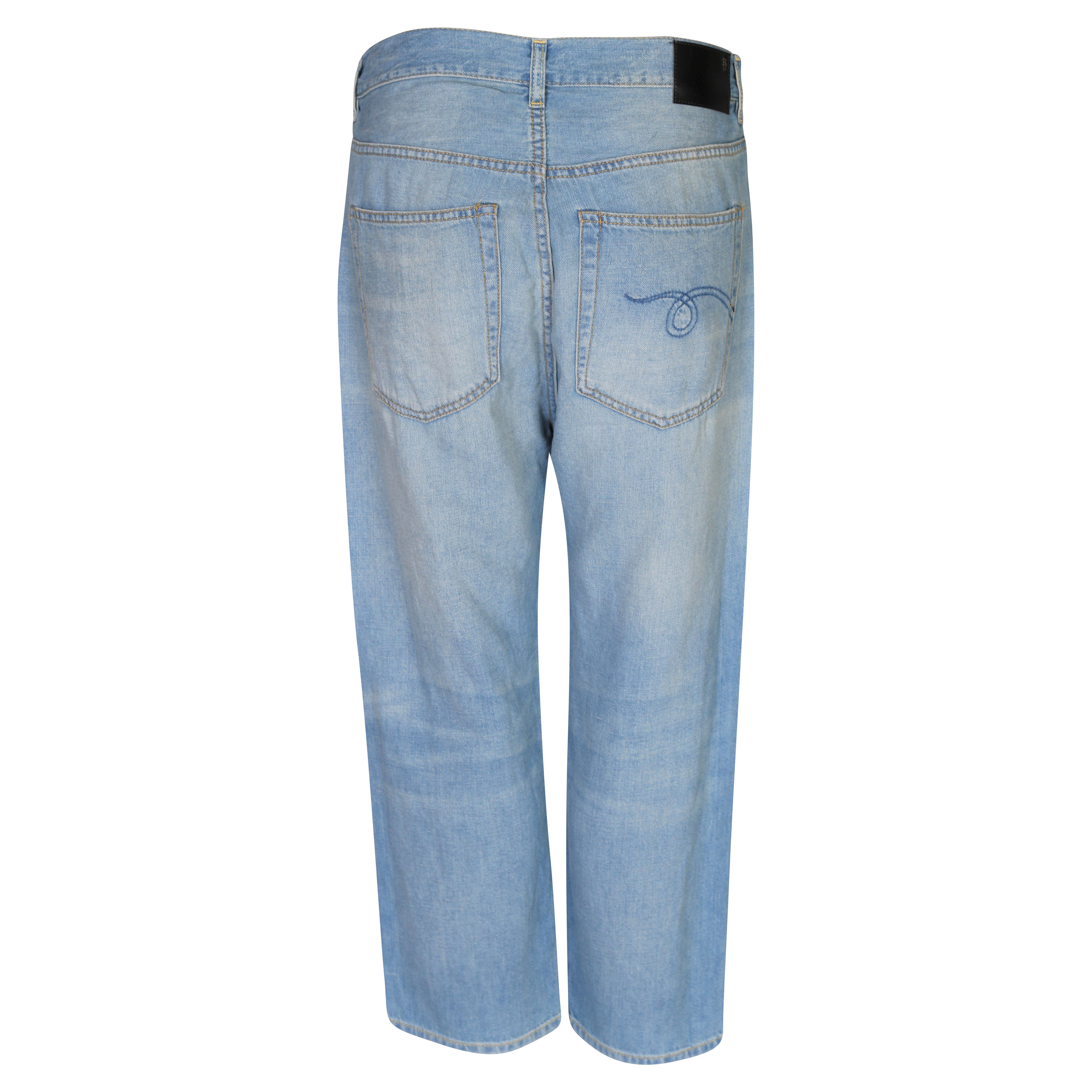 R13 Tailored Drop Jeans in Cliff Linen Indigo