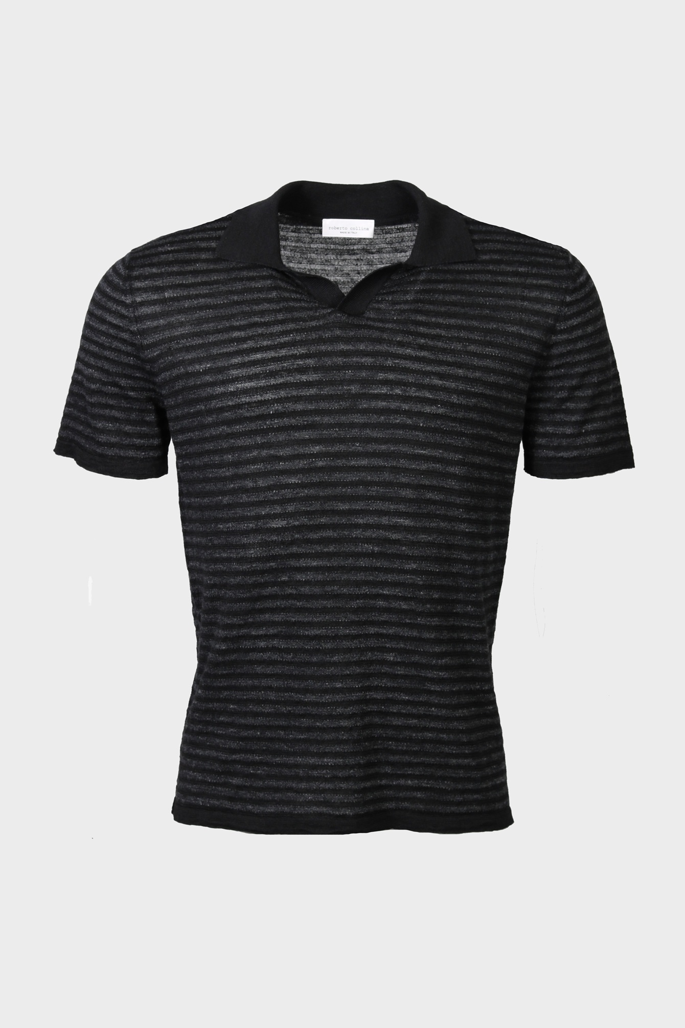 ROBERT COLLINA Striped Linen Polo Shirt 54