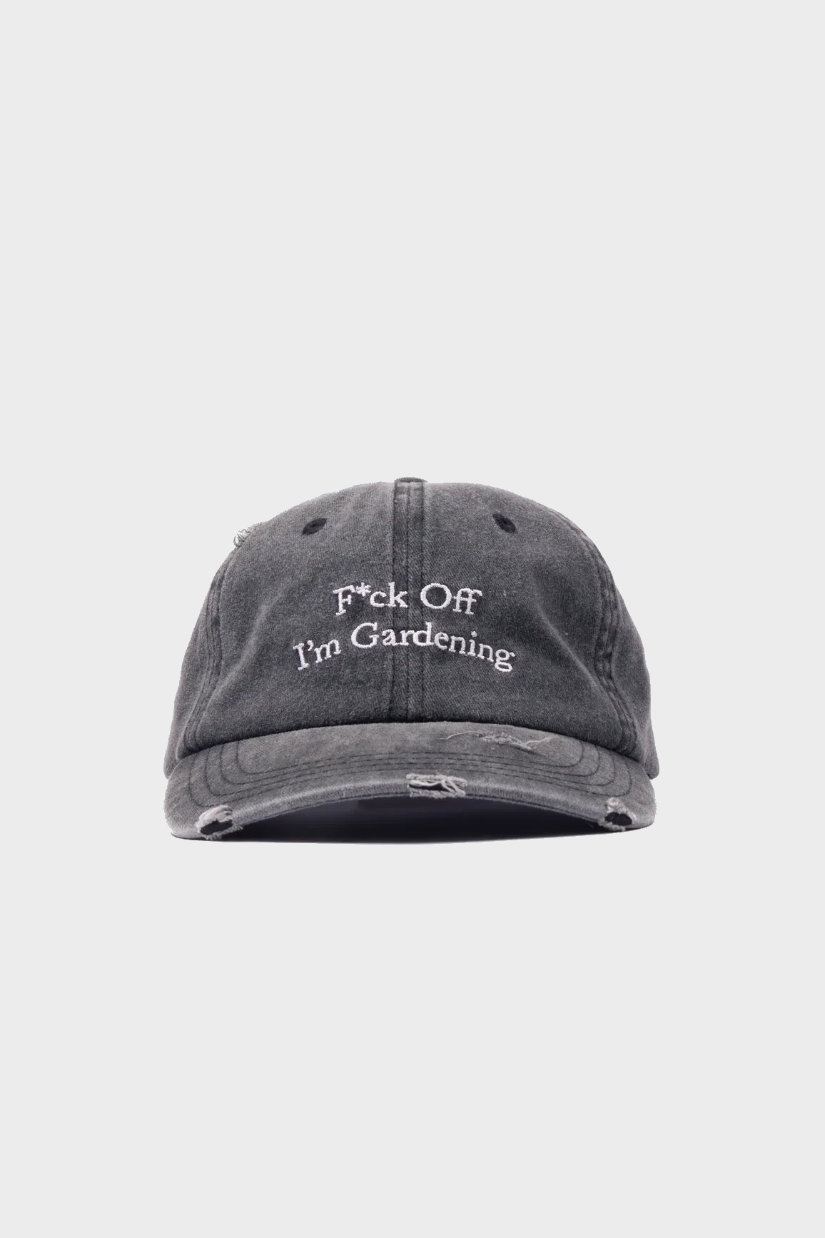 BRAM'S FRUIT ''F*ck Off'' Distressed Cap in Washed Charcoal