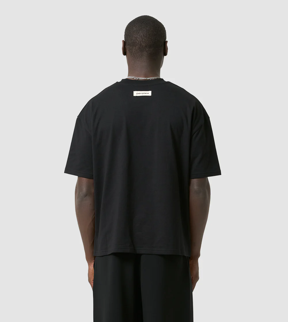 PERPLEX Cropped Boxy Fit T-Shirt in Black XL