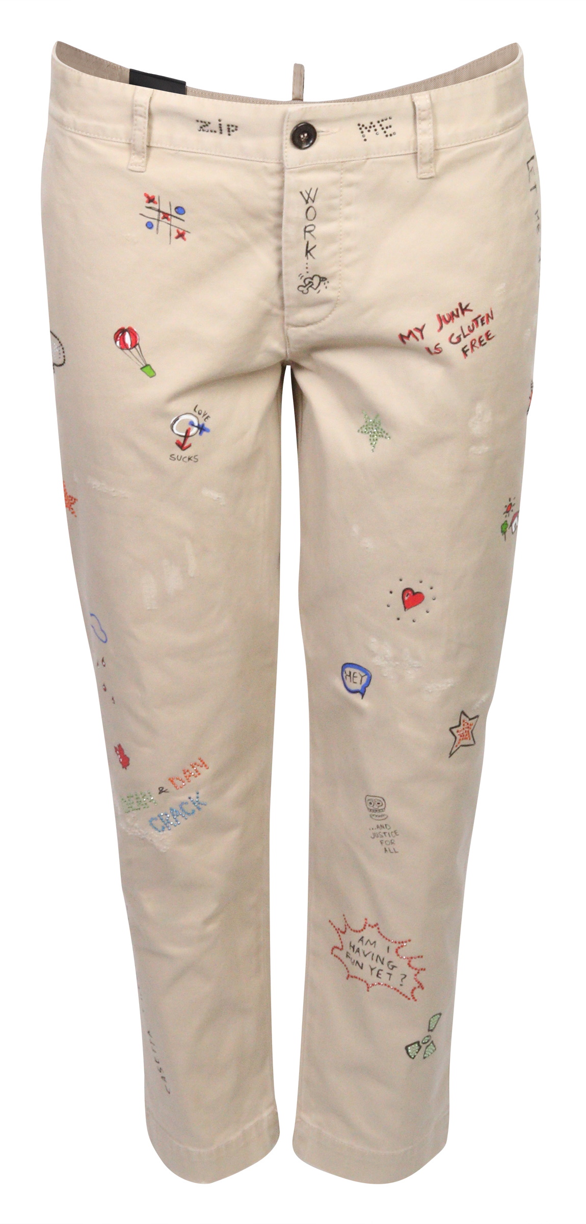 Dsquared  Chino Hockney Fit Beige Embroidered
