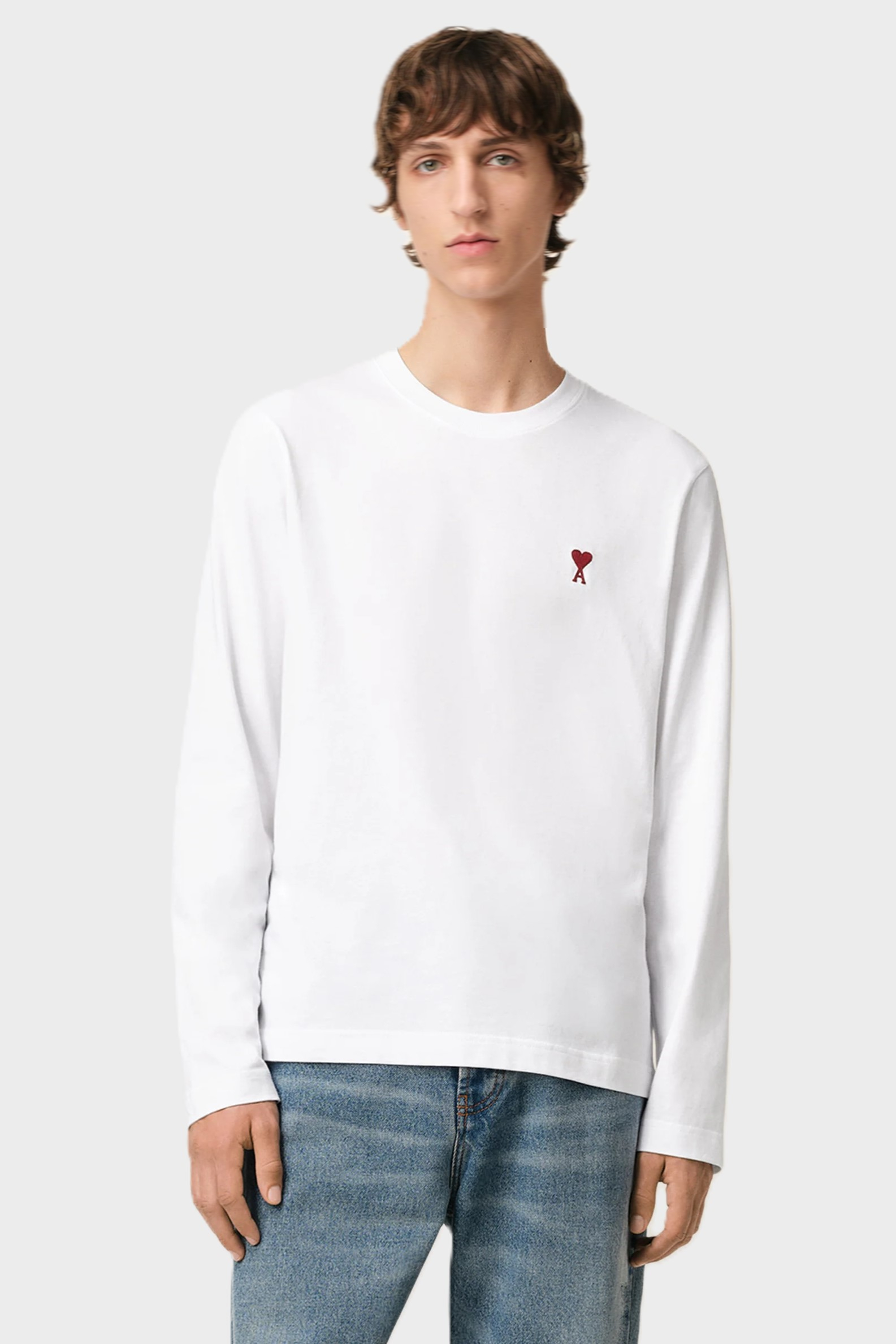AMI PARIS de Coeur Longsleeve in White