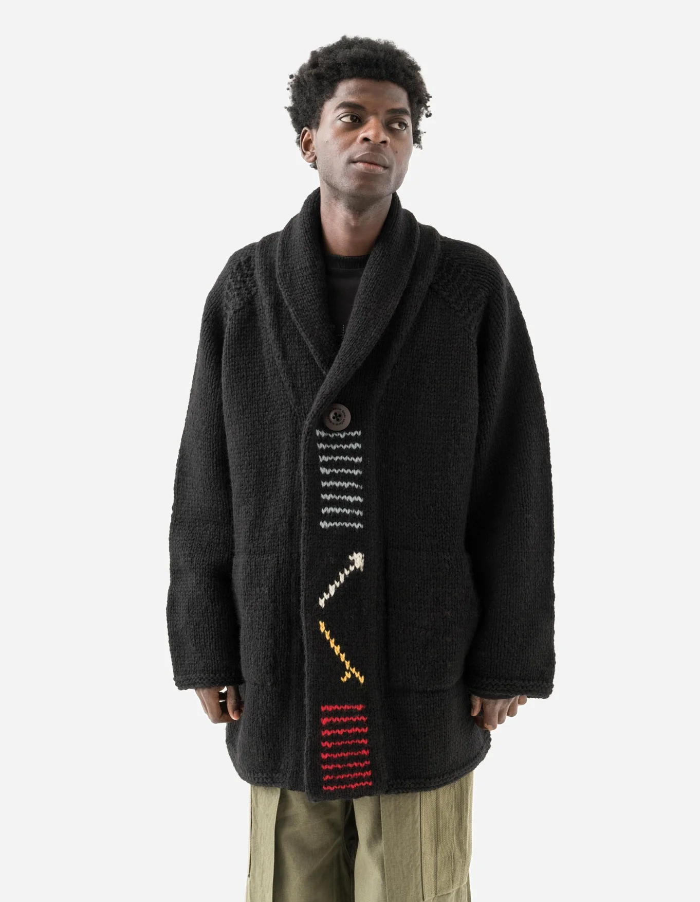 MAHARISHI 2217 Kanata Hand Knitted Cardigan in Black
