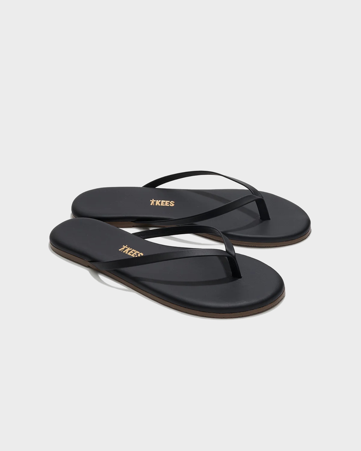TKEES Lily Leather Flip Flop in Black