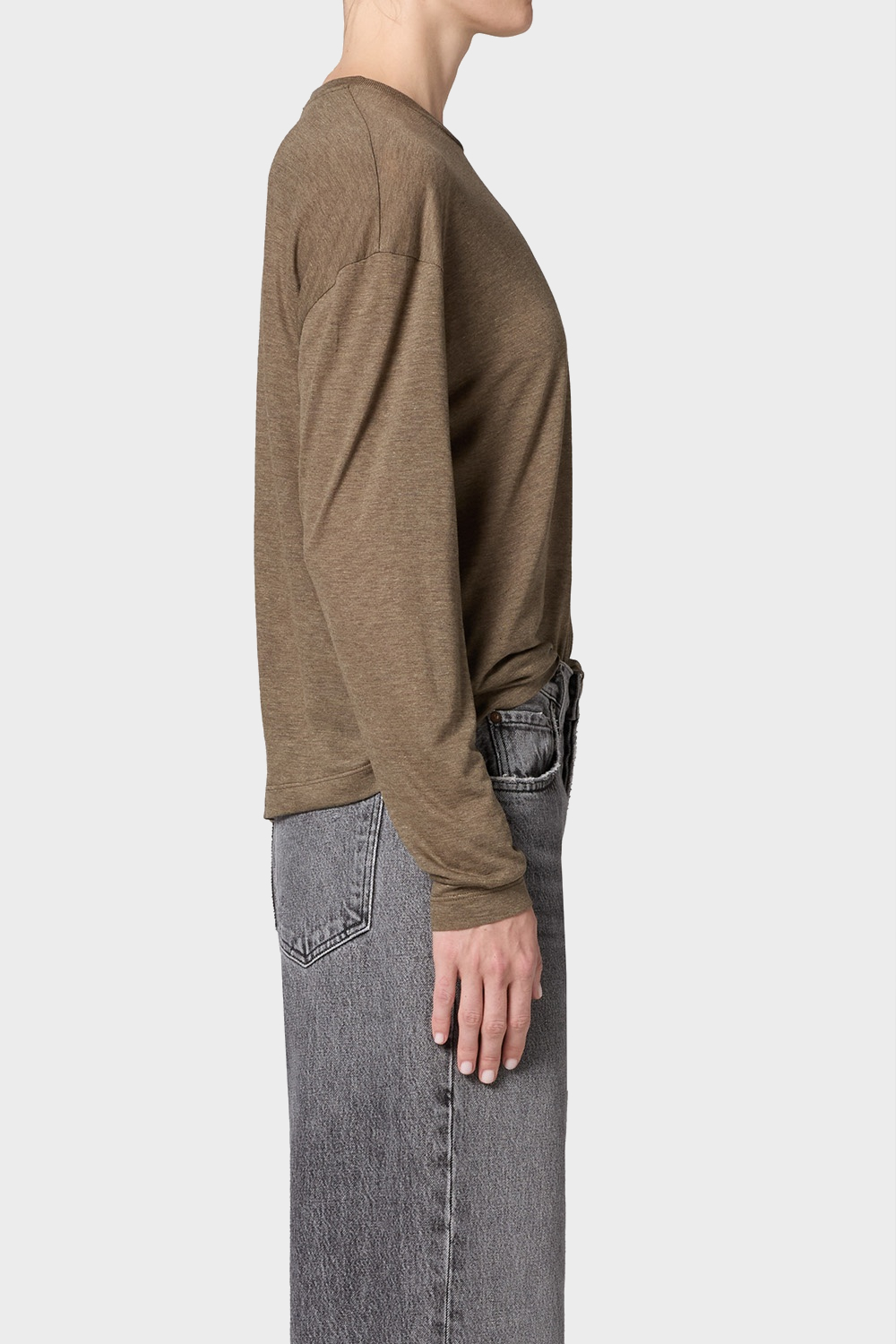 AGOLDE Sasha Tencel Tee in Brown Melange