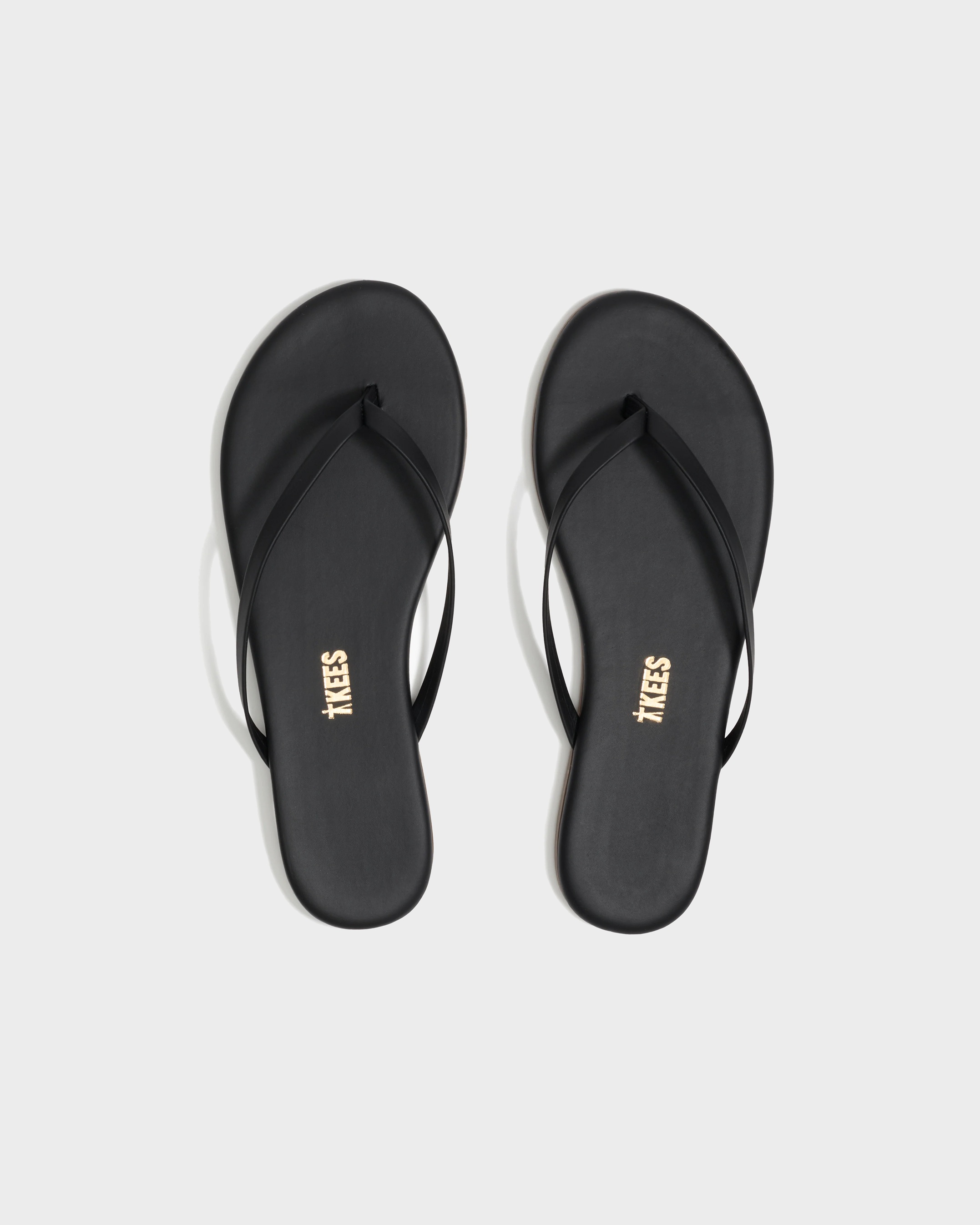 TKEES Lily Leather Flip Flop in Black