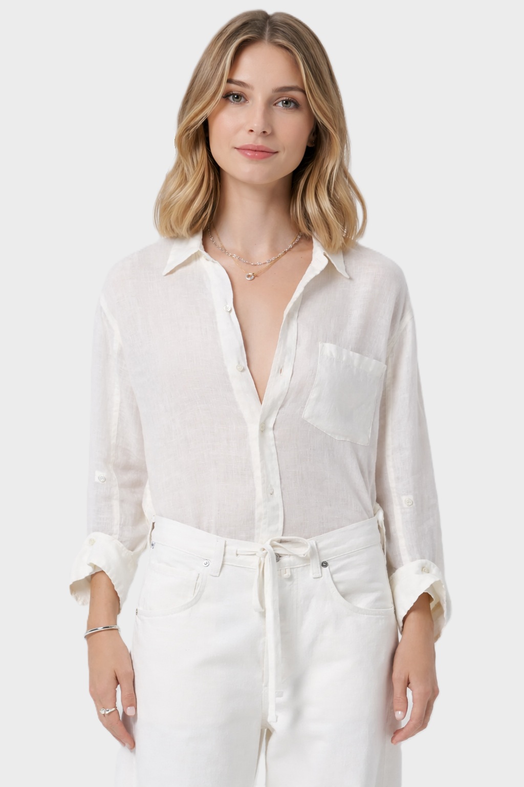 CITIZENS OF HUMANITY Kayla Shrunken Linen Shirt in Vanilla