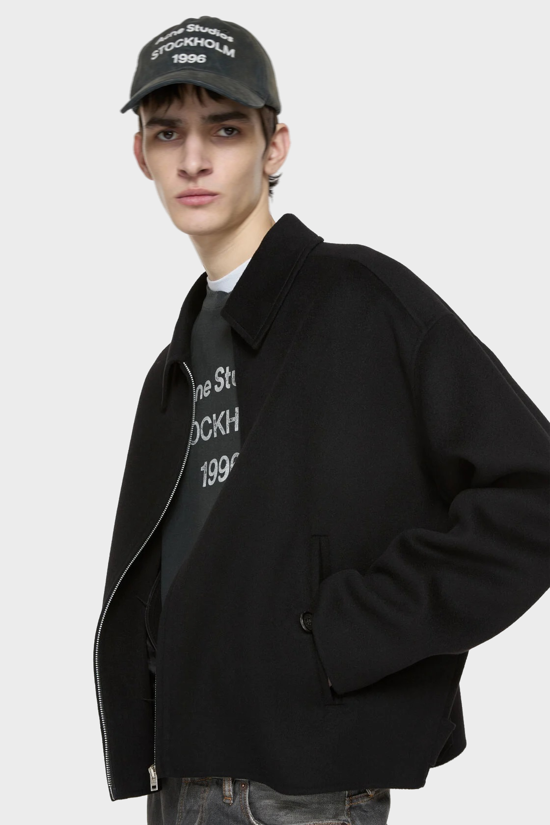 ACNE STUDIOS Boxy Fit Wool Jacket in Black