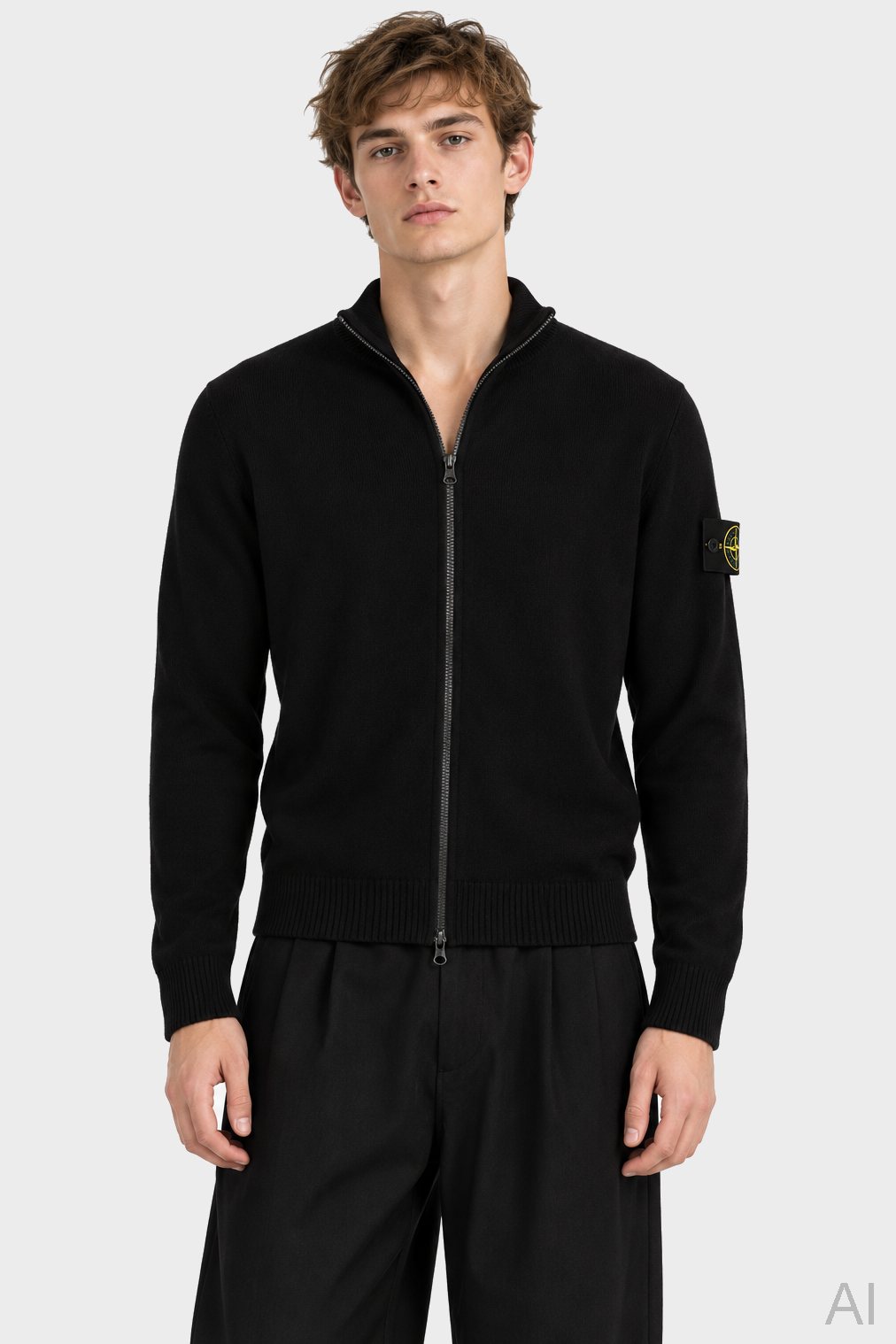 STONE ISLAND Light Knit Jacket in Black
