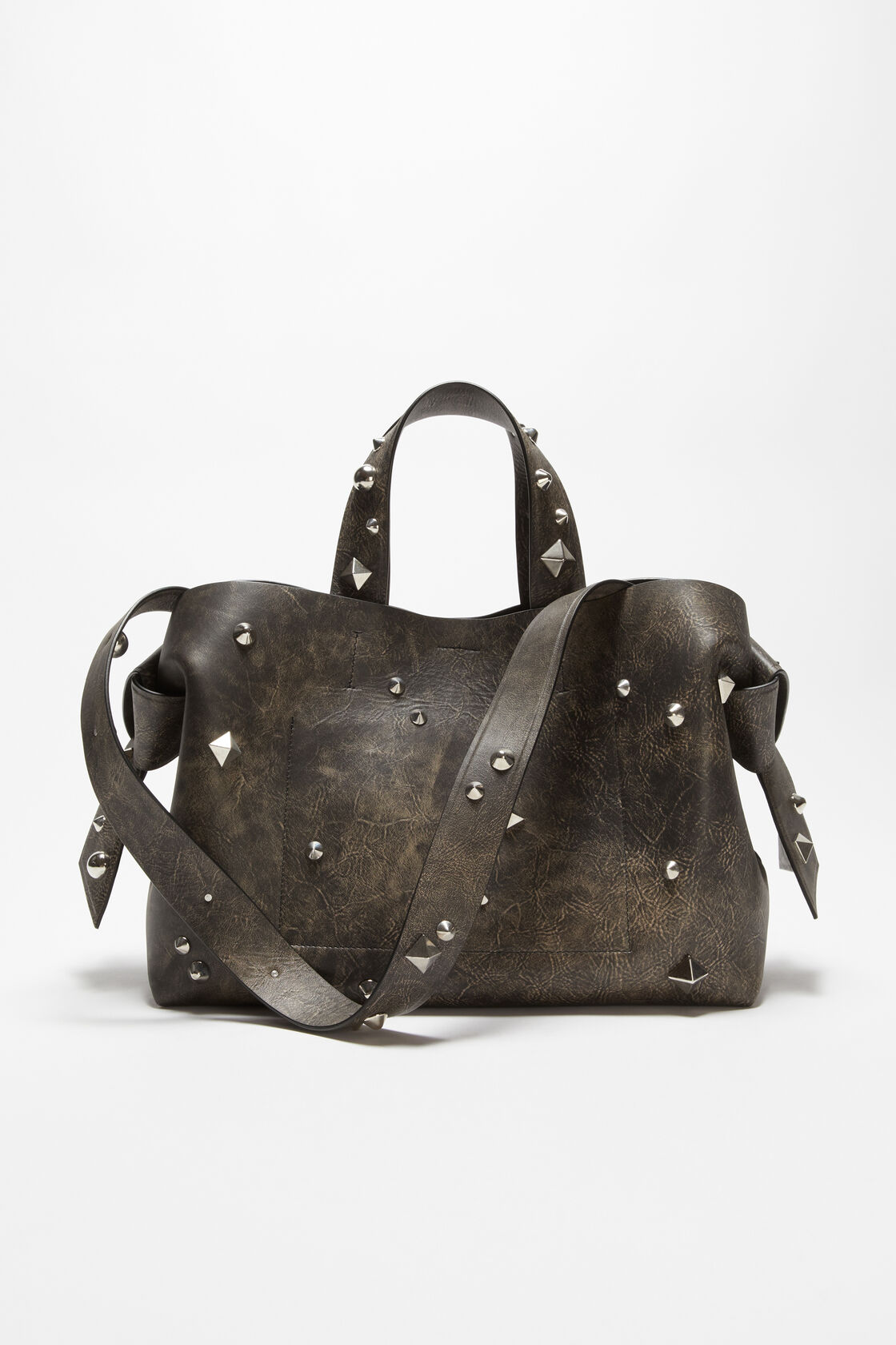 ACNE STUDIOS Musubi Studs Midi Bag in Dark Brown