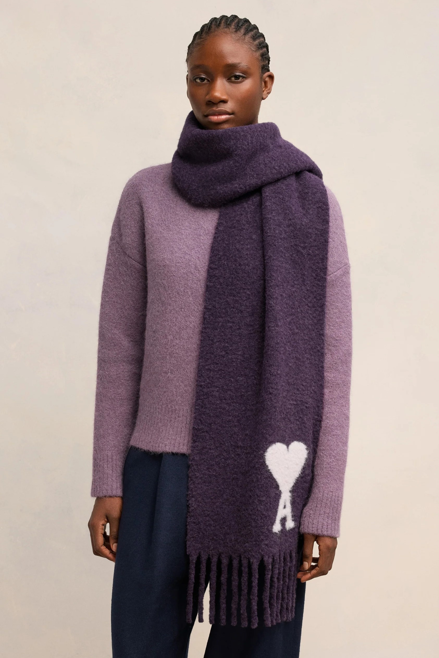 AMI PARIS de Coeur Oversize Scarf in Lilac
