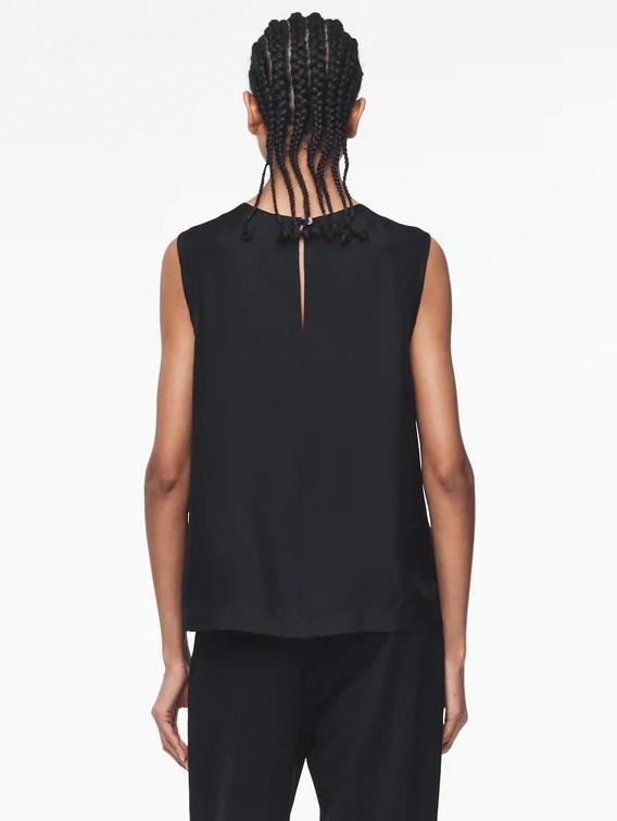 6397 Seamed Shell Silk Tank in Black XS