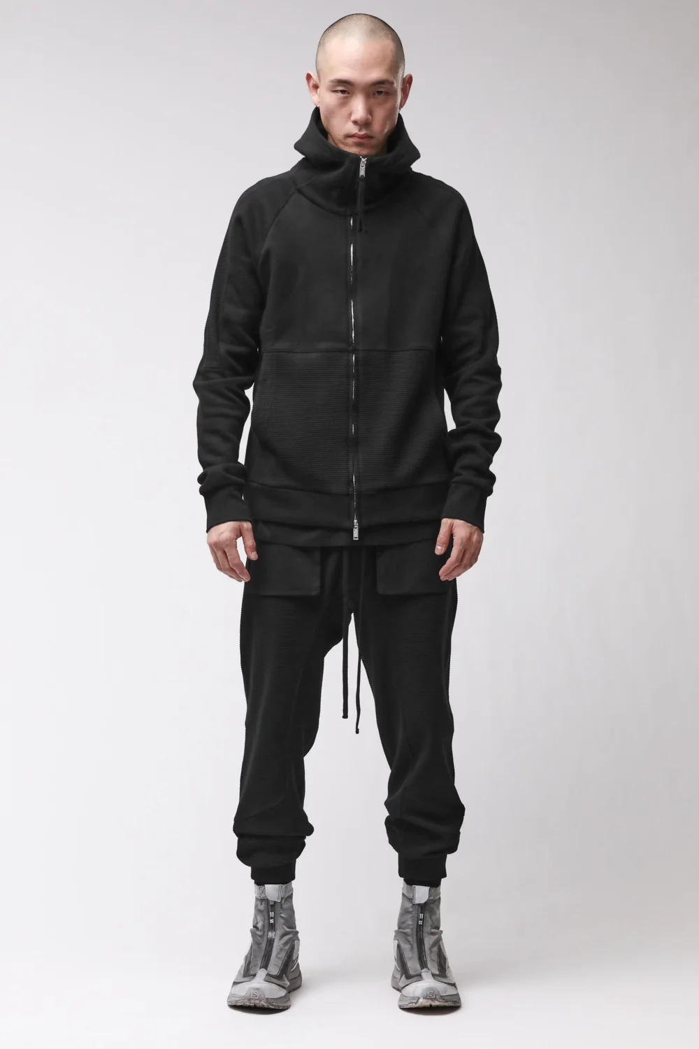 THOM KROM Zip Hoodie in Black