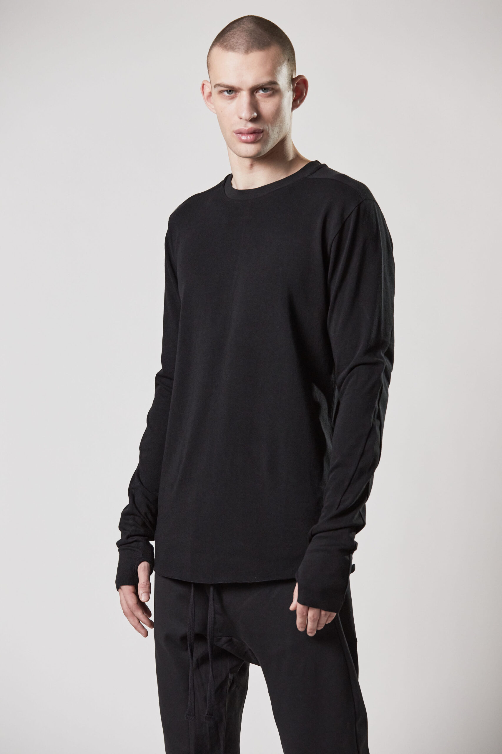 THOM KROM Soft Cotton Stretch Sweatshirt in Black L