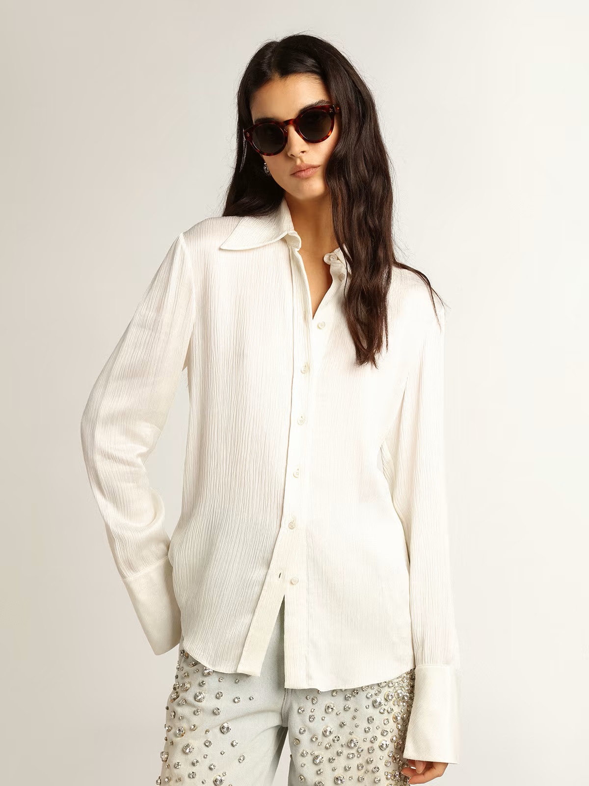 Golden Goose Fitted Shirt Gigi in Offwhite