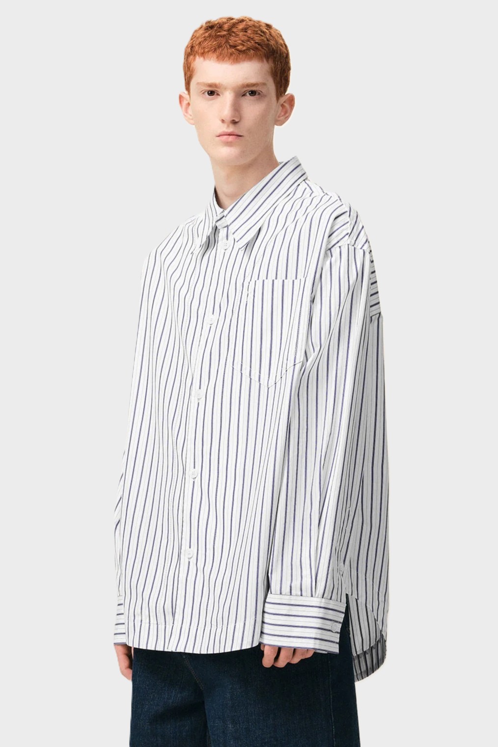 AMI PARIS de Coeur Oversize Embossed Shirt in White/Ink