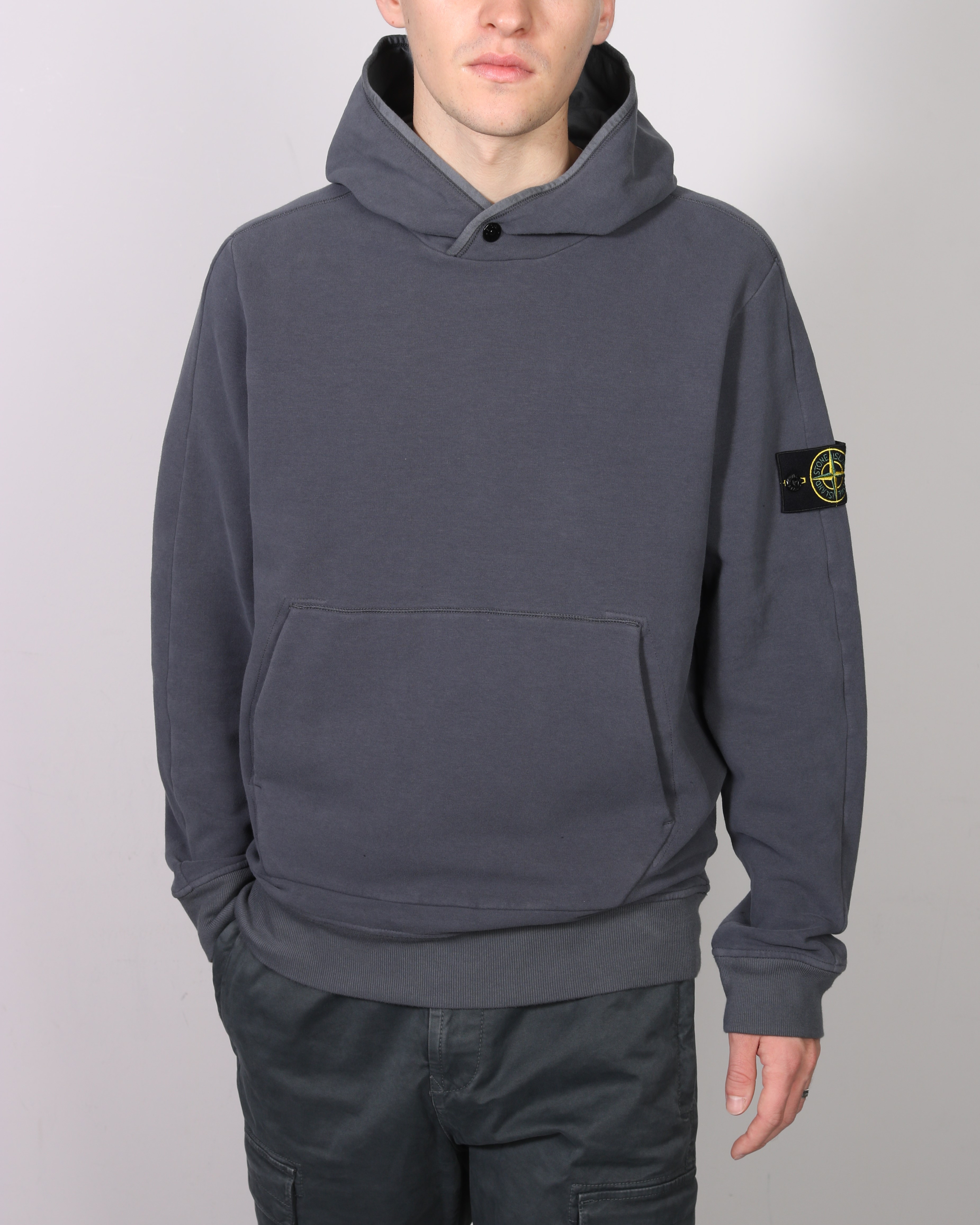 STONE ISLAND Soft Stretch Sweat Hoodie in Dark Grey