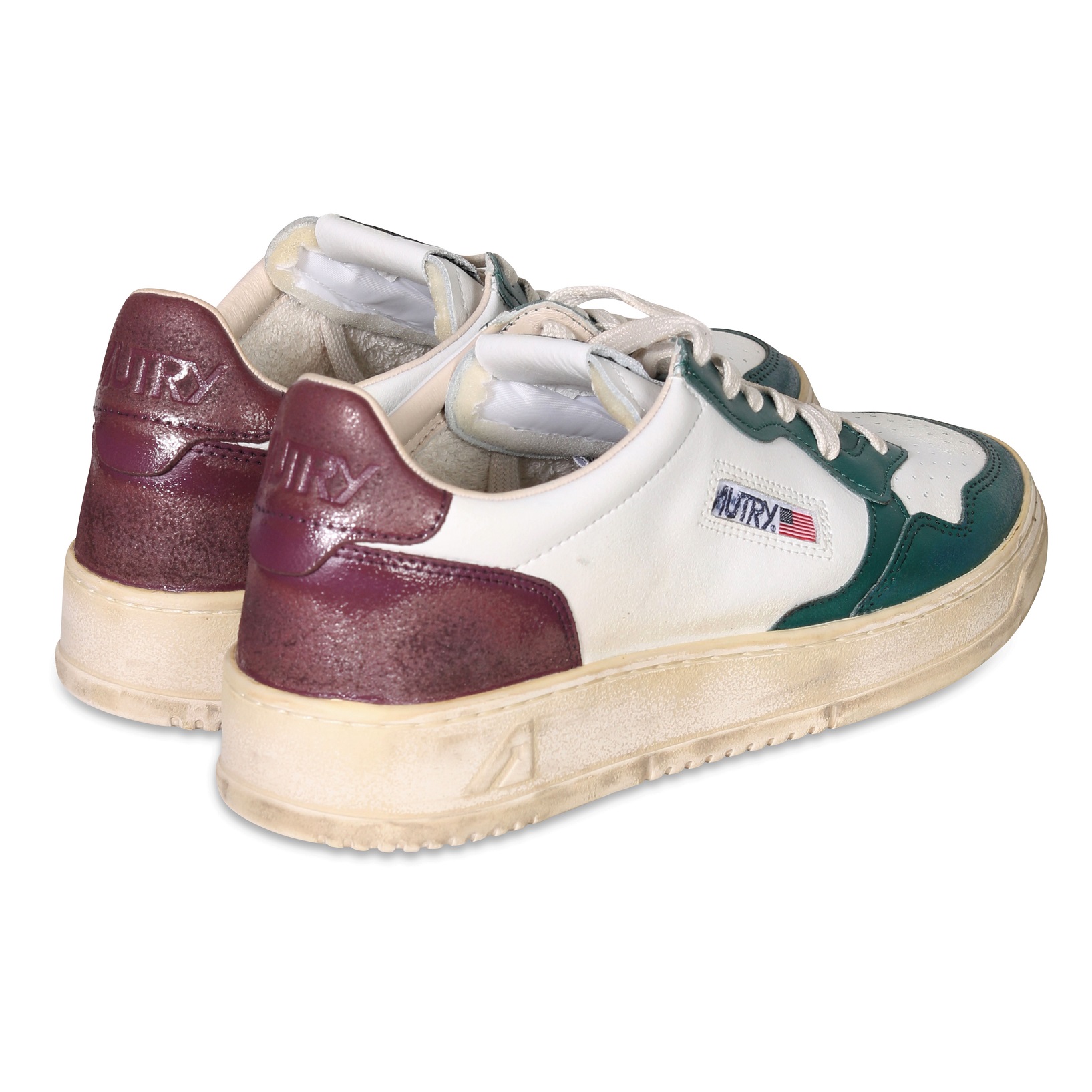 AUTRY ACTION SHOES Super Vintage Low Sneaker White/Petrol/Aubergine 44