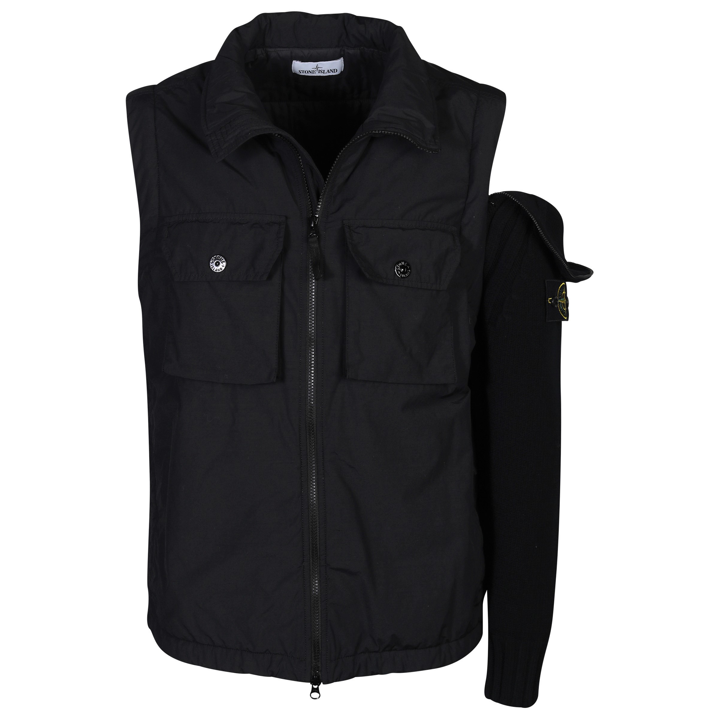 Stone Island Naslan Light Watro with Primaloft Jacket with Removable Arms in Black
