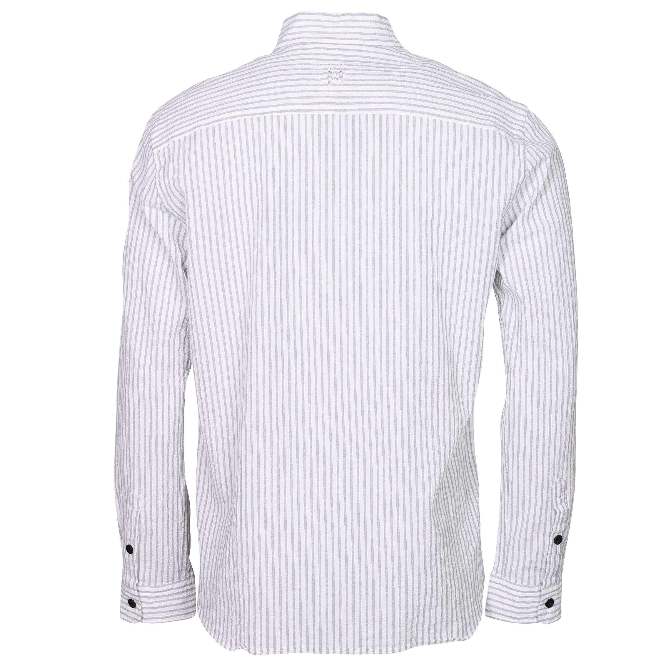 HANNES ROETHER Seersucker Shirt in Grey/White