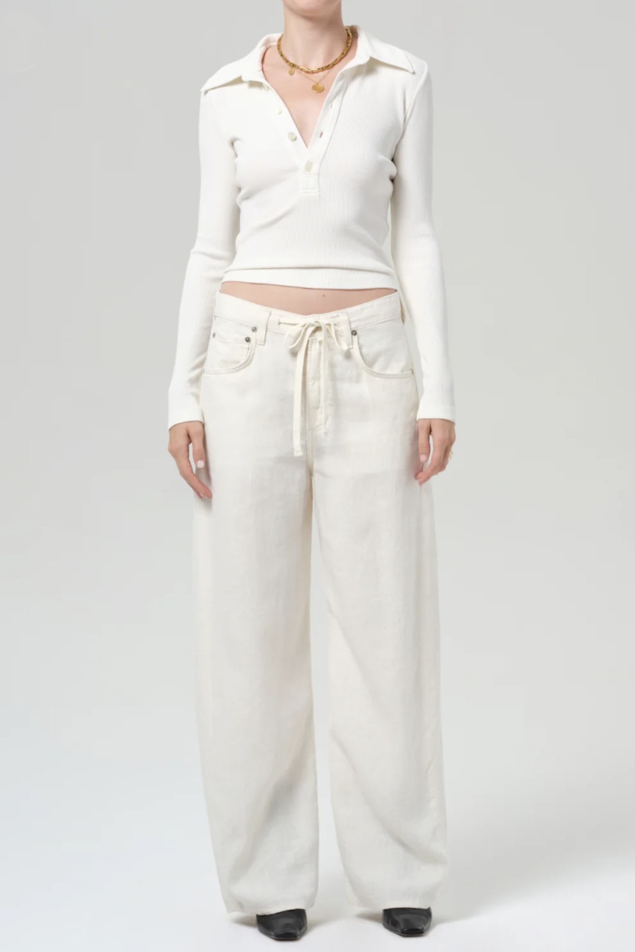CITIZENS OF HUMANITY Brynn Drawstring Linen Pant in Vanilla