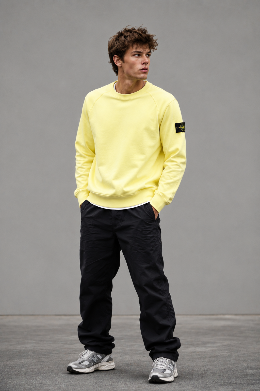 STONE ISLAND Loose Fit Sweatshirt in Light Yellow