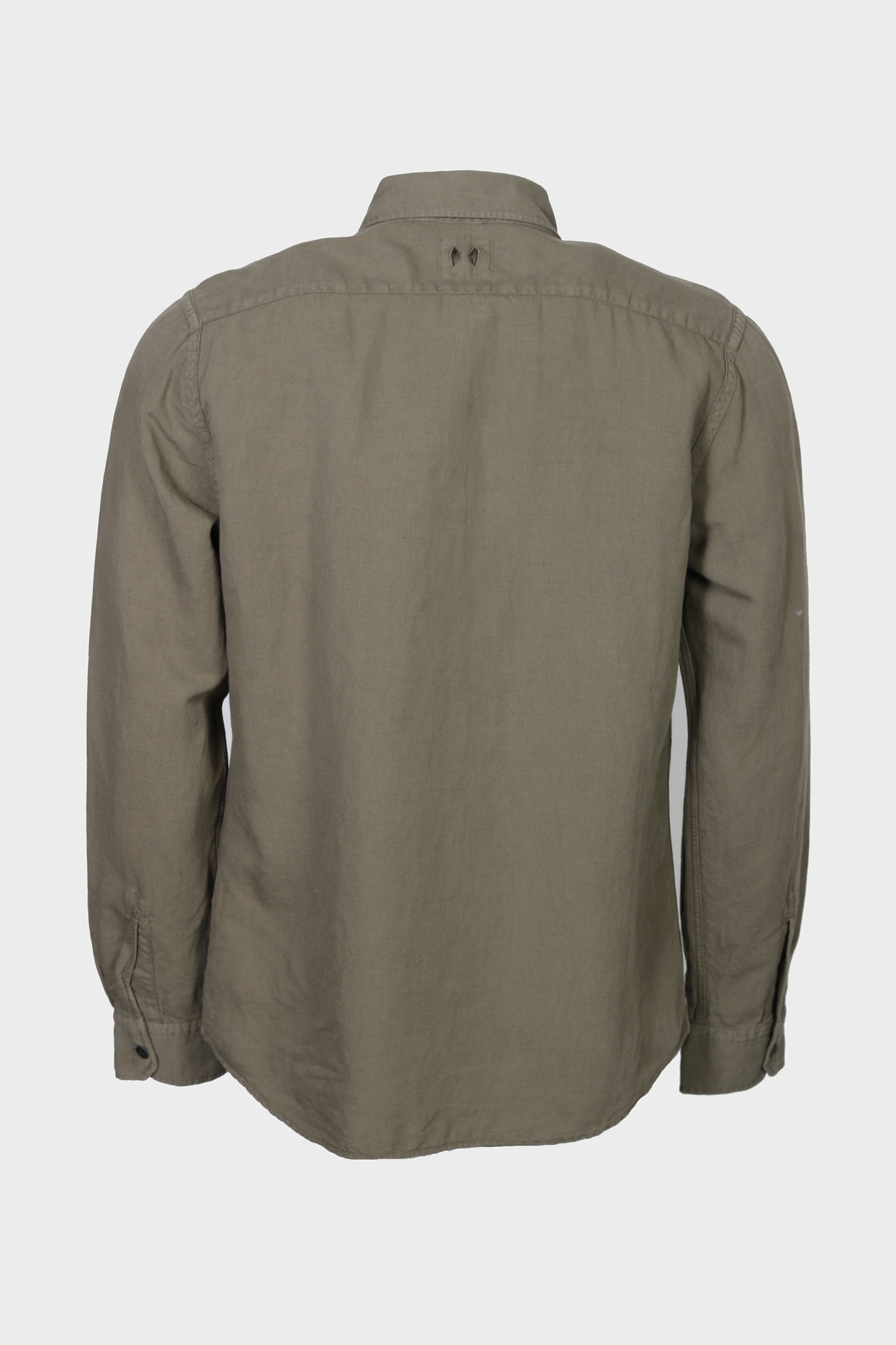 HANNES ROETHER Cotton/Linen Shirt in Olive