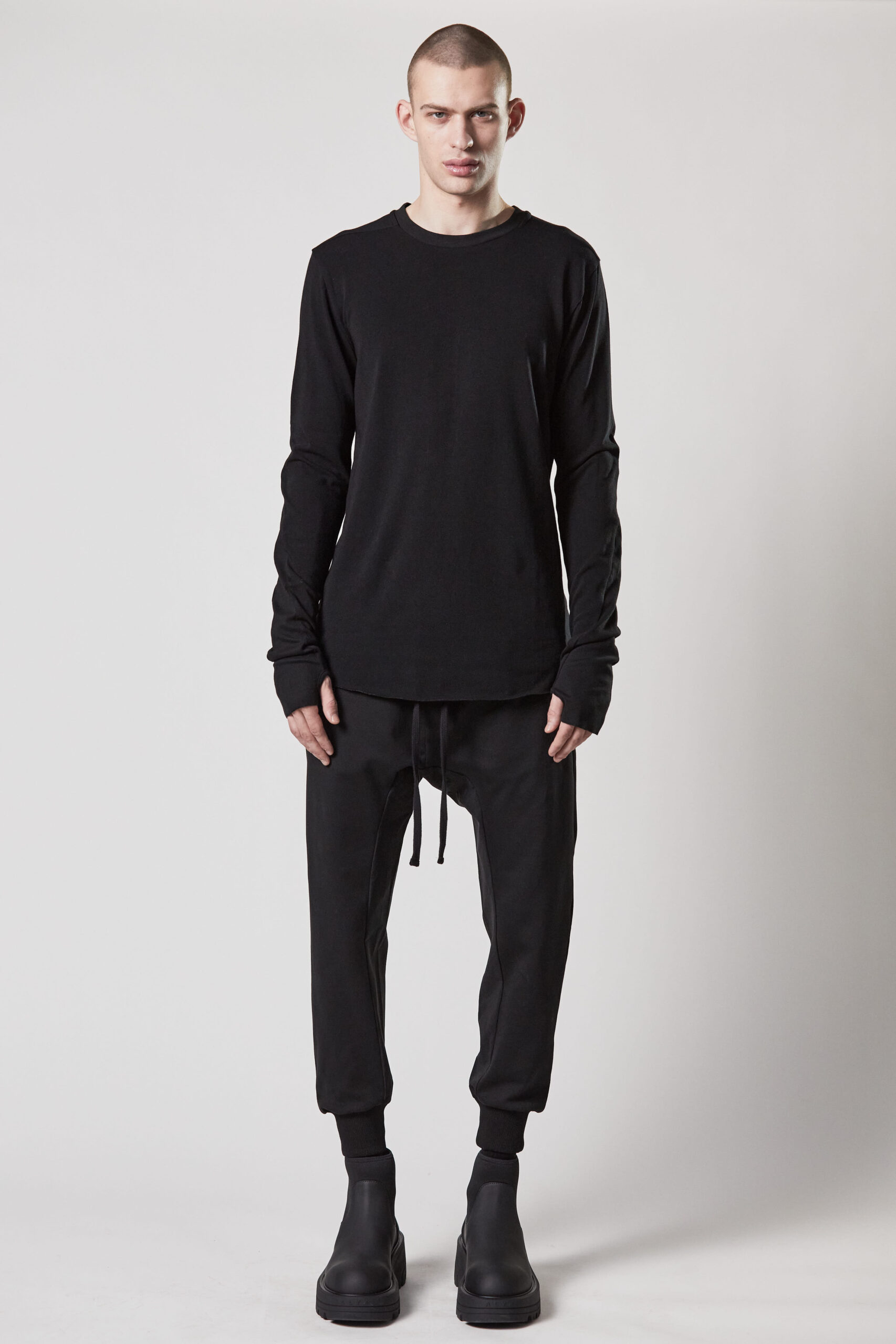 THOM KROM Soft Cotton Stretch Sweatshirt in Black L