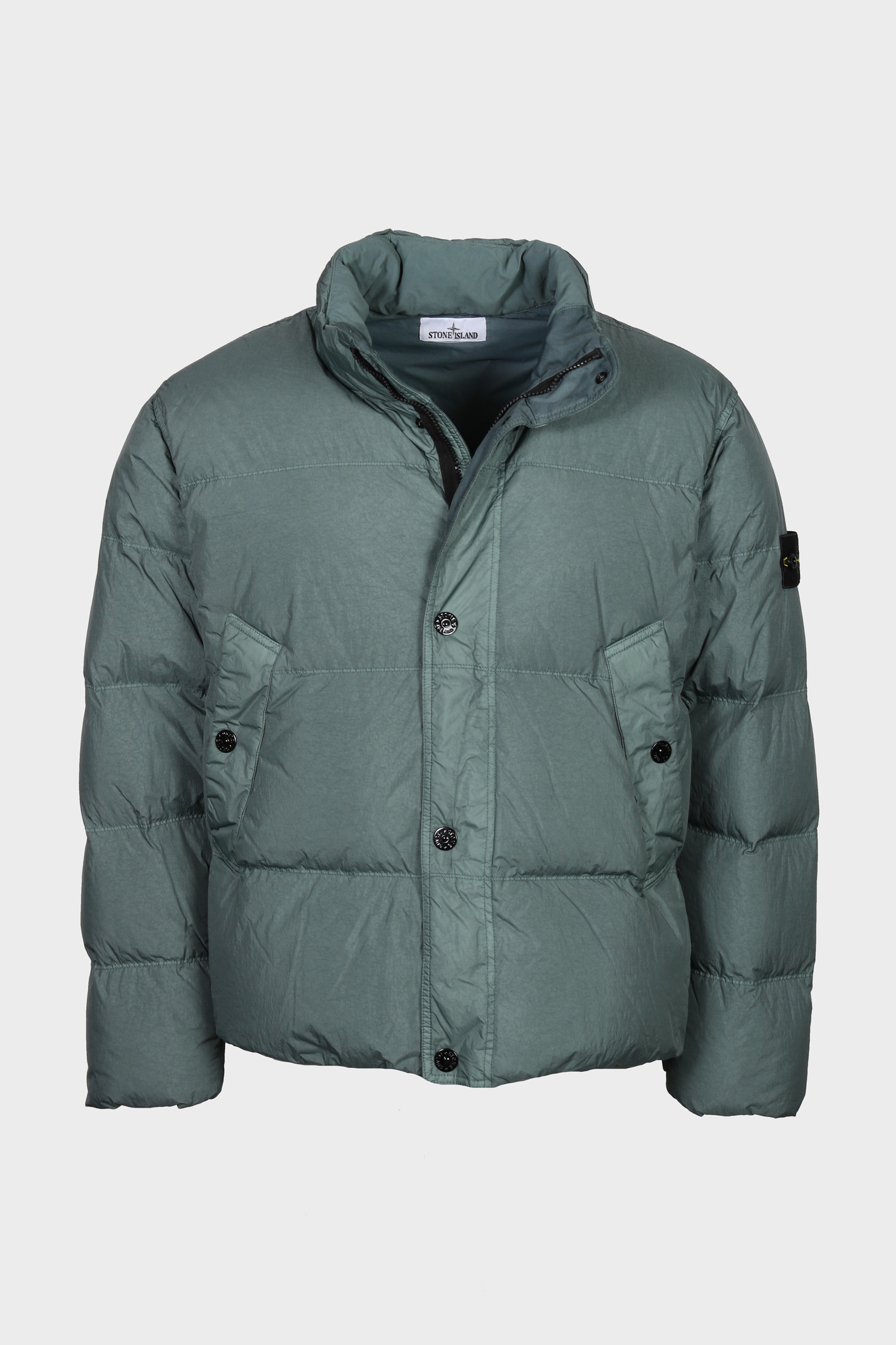 STONE ISLAND Garment Dyed Crincle Reps Down Jacket in Sage Green