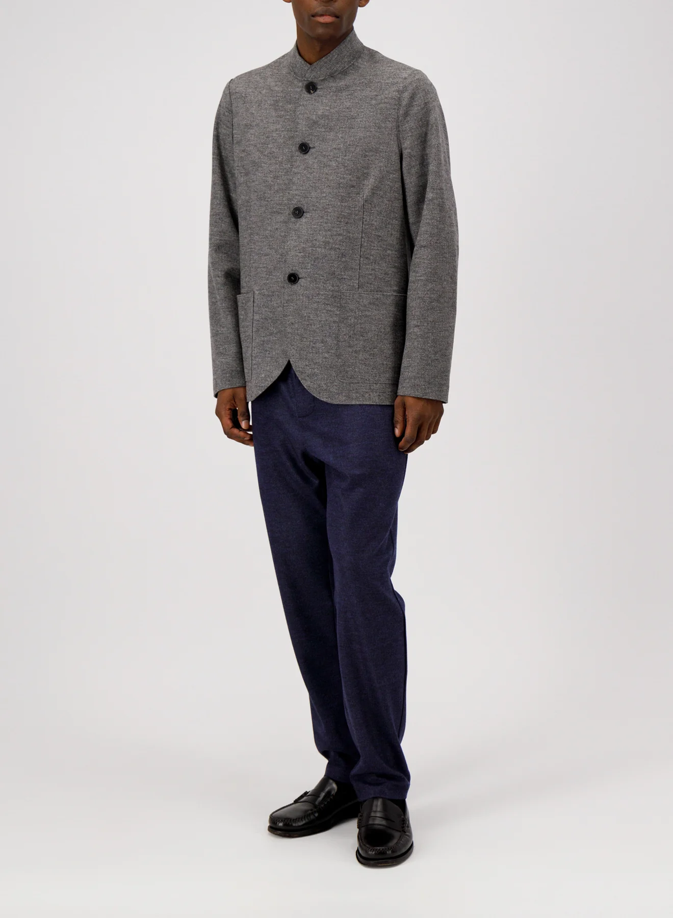HARRIS WHARF Superfine Merino Jacket in Dark Grey Melange