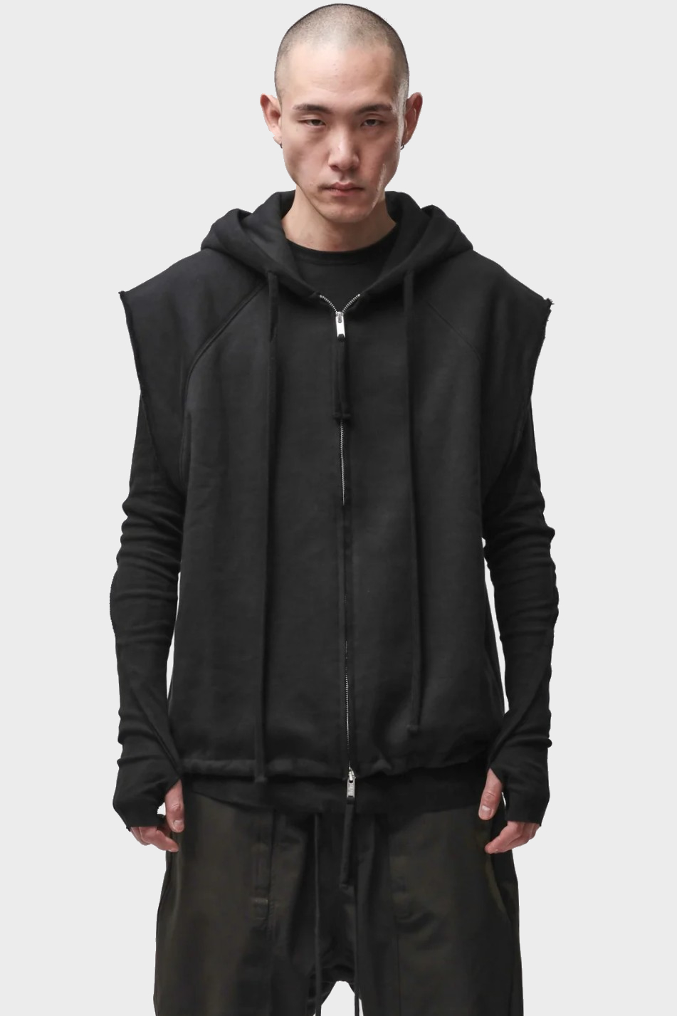 THOM KROM Zip Sweat Vest in Black